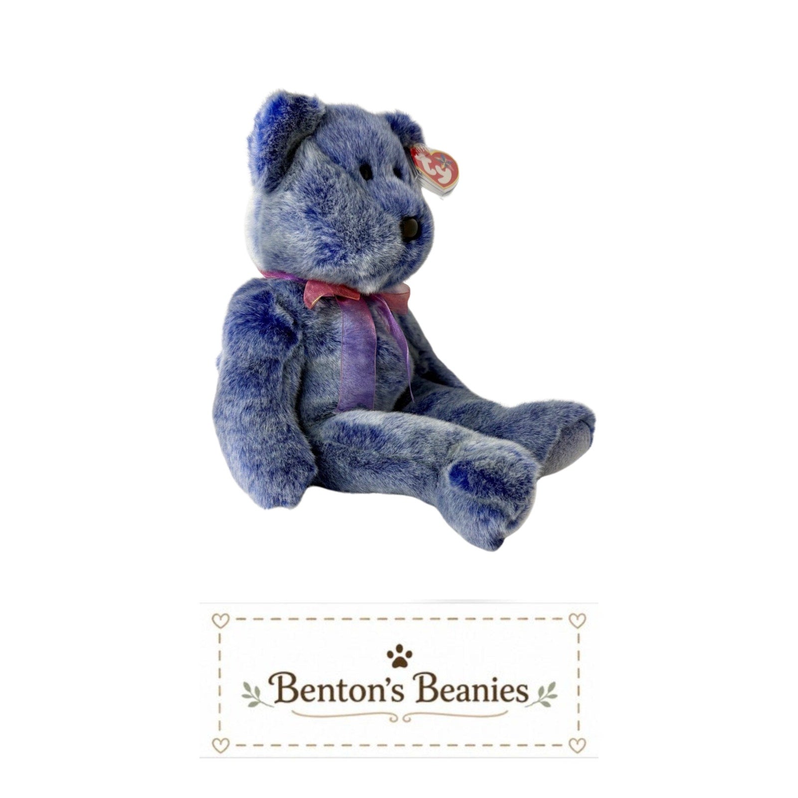 Periwinkle Bear TY Beanie Buddies | Mint Heart & Tush Tags