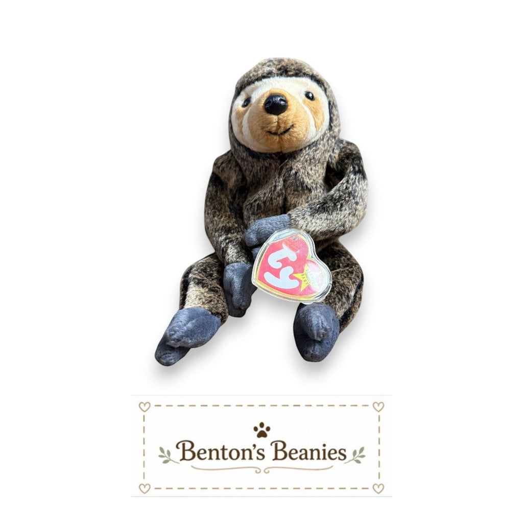 Slowpoke the Sloth TY Beanie Baby | Mint Heart & Tush Tag