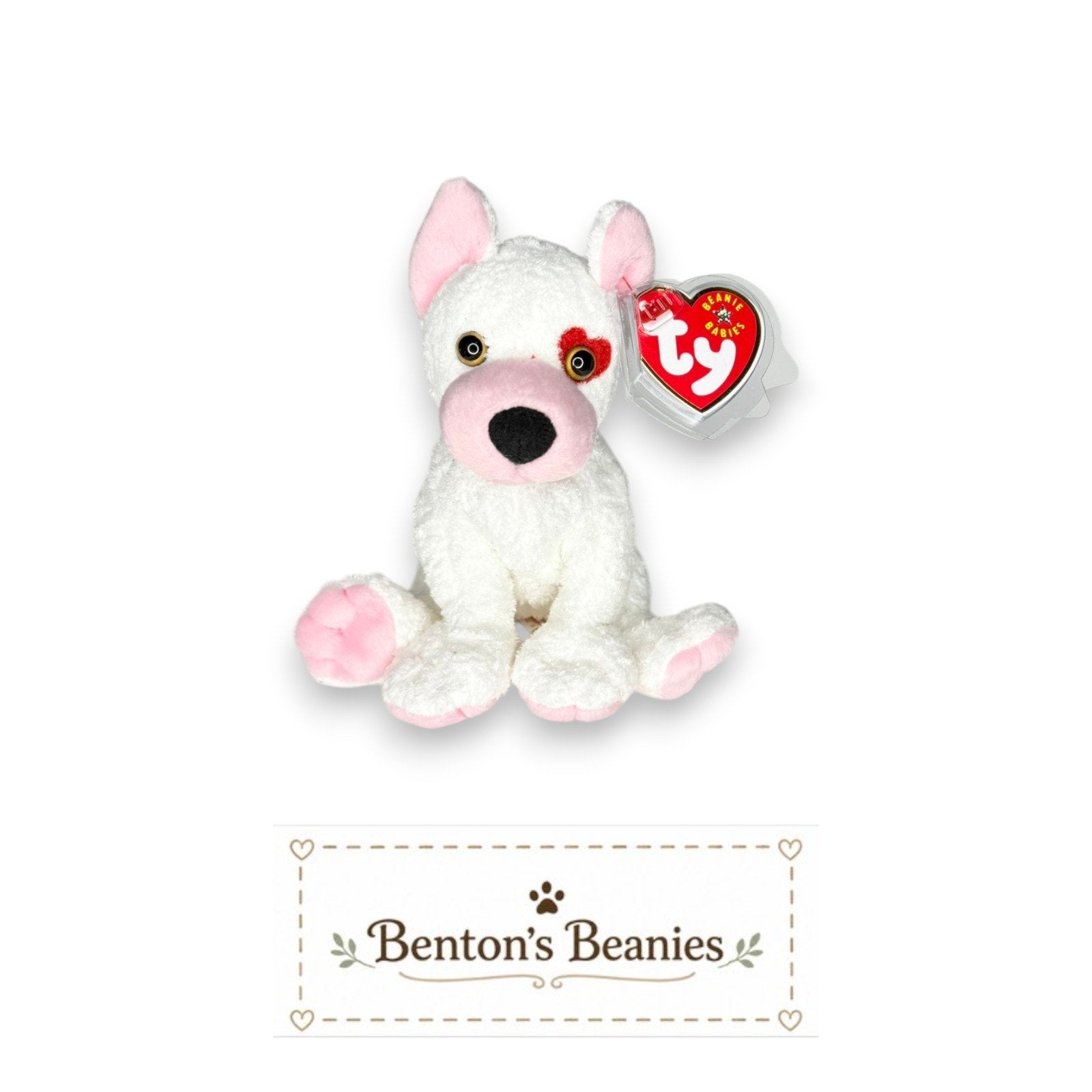 Cupid the Dog TY Beanie Baby | Mint Heart & Tush Tag