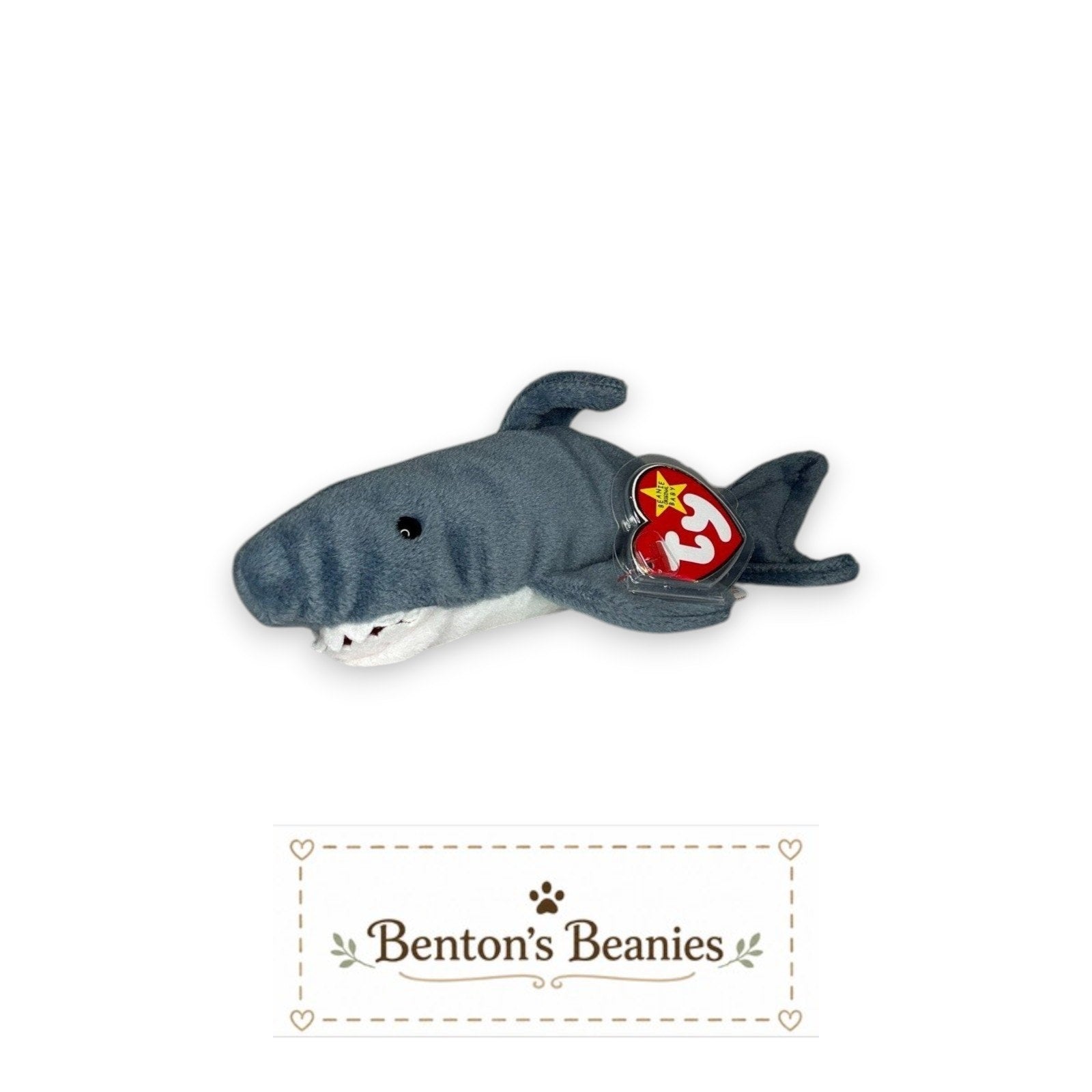 Crunch the Shark TY Beanie Baby | Mint Heart & Tush Tag