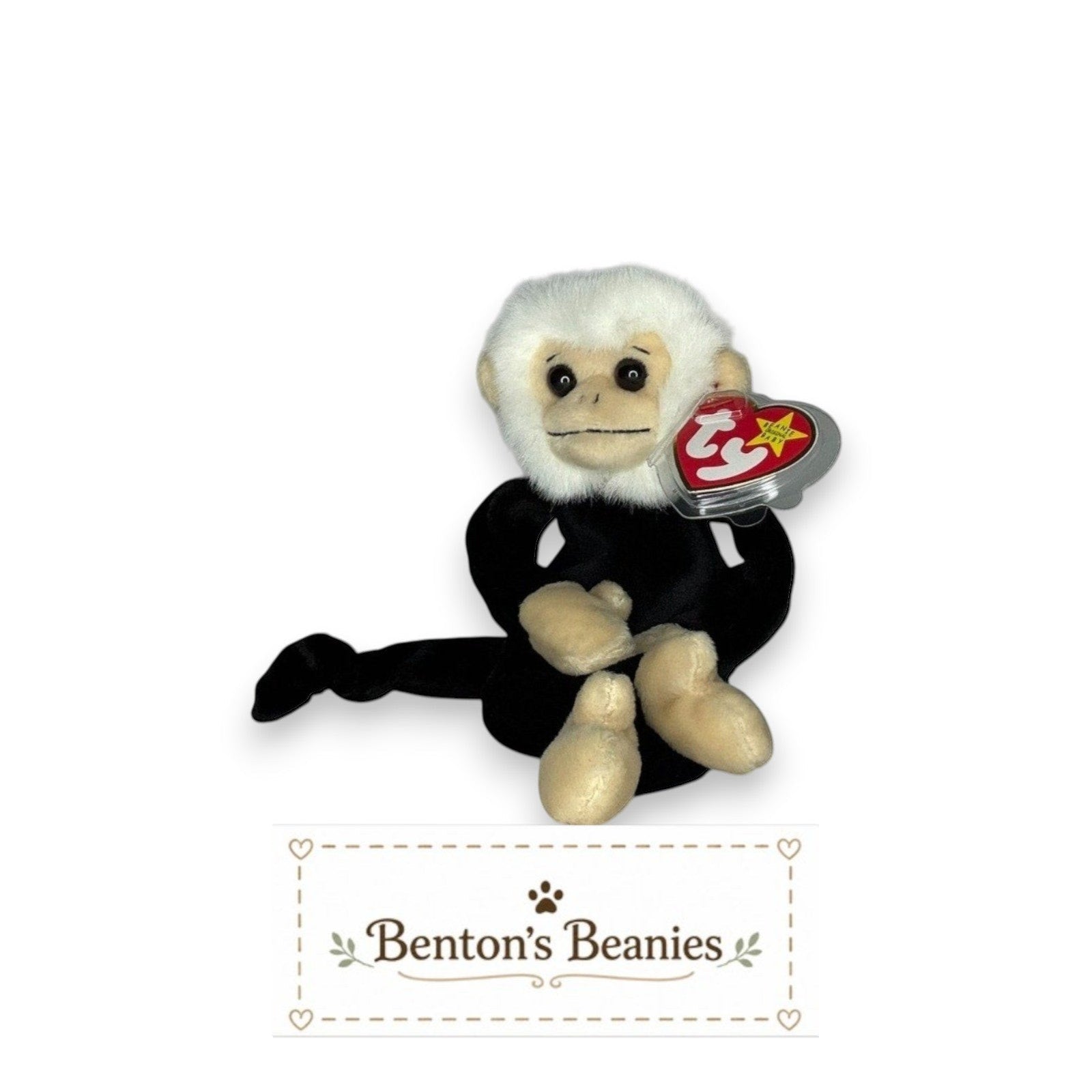 Mooch the Spider Monkey TY Beanie Baby | Mint Heart & Tush Tag