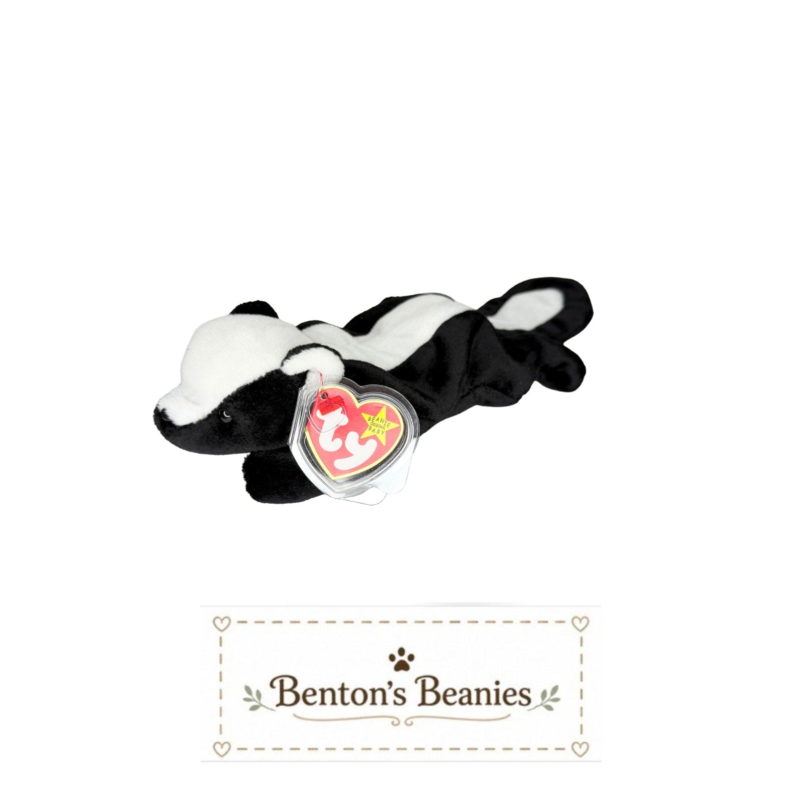 Stinky the Skunk TY Beanie Baby | Mint Heart & Tush Tag