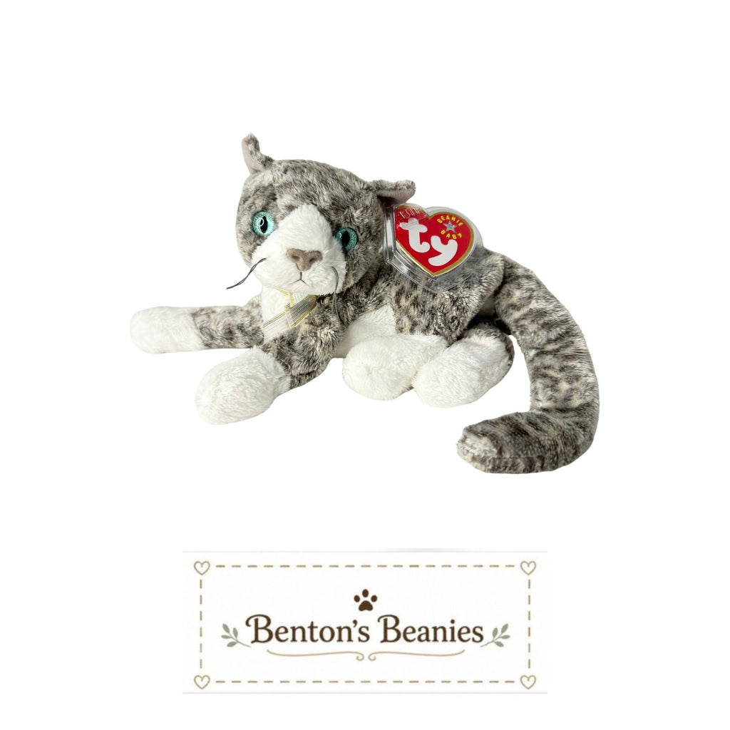 Purr the Cat TY Beanie Baby | Mint Heart & Tush Tag