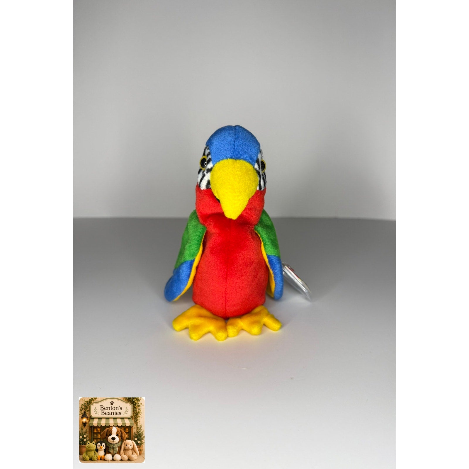 Jabber the Parrot TY Beanie Baby | Mint Heart & Tush Tag