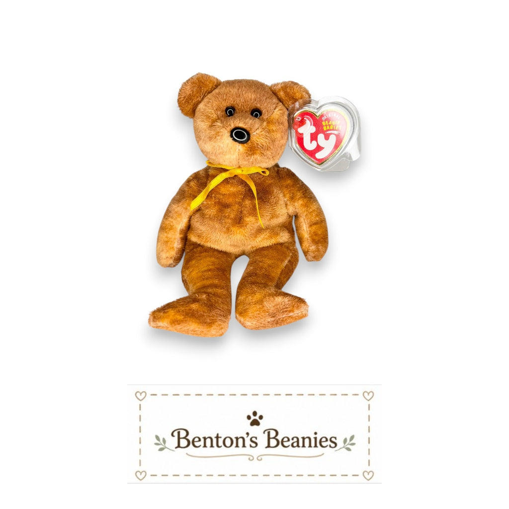 Grizzwald the Bear TY Beanie Baby | Mint Heart & Tush Tag