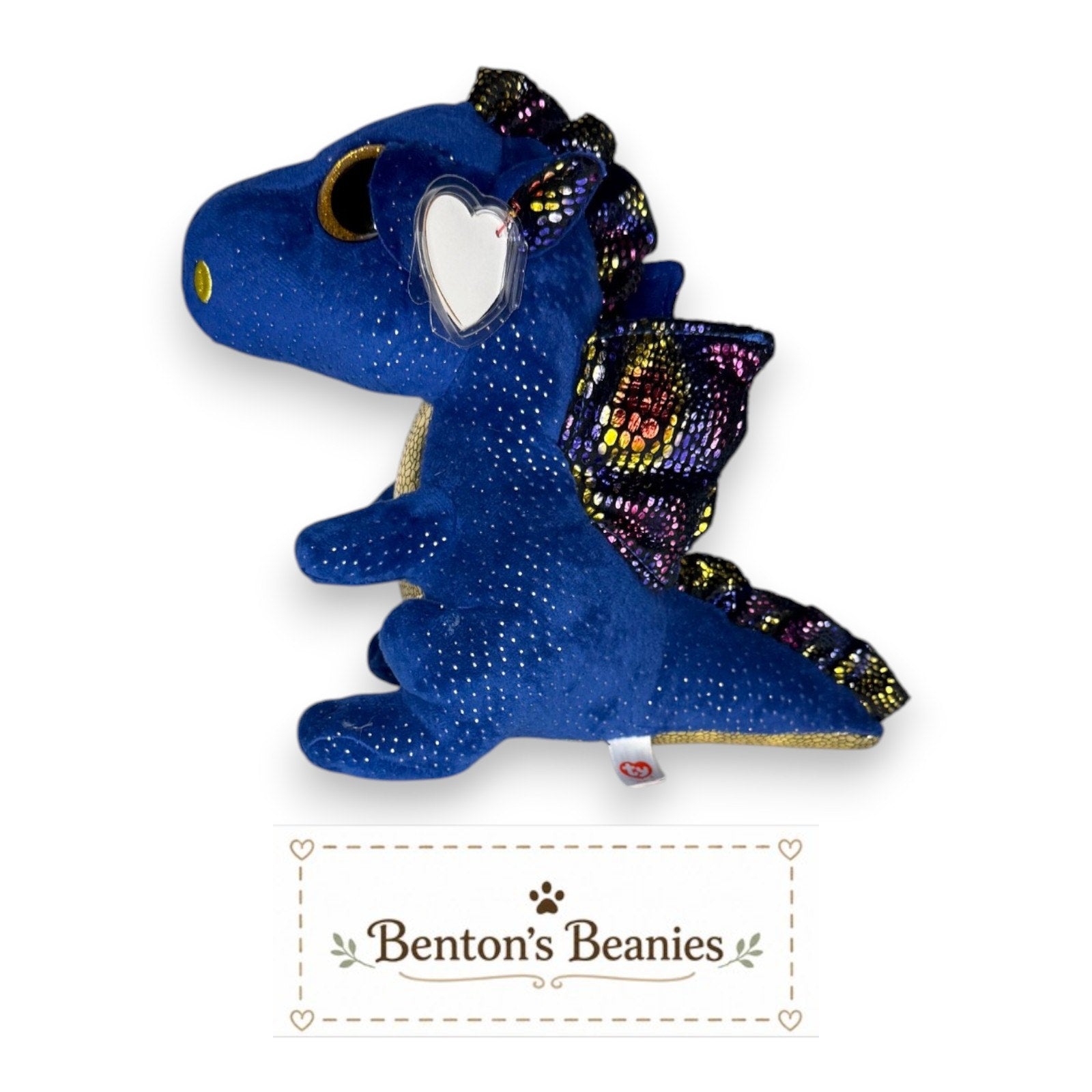 Saffire the Dragon TY Beanie Boo | Mint Heart Tags