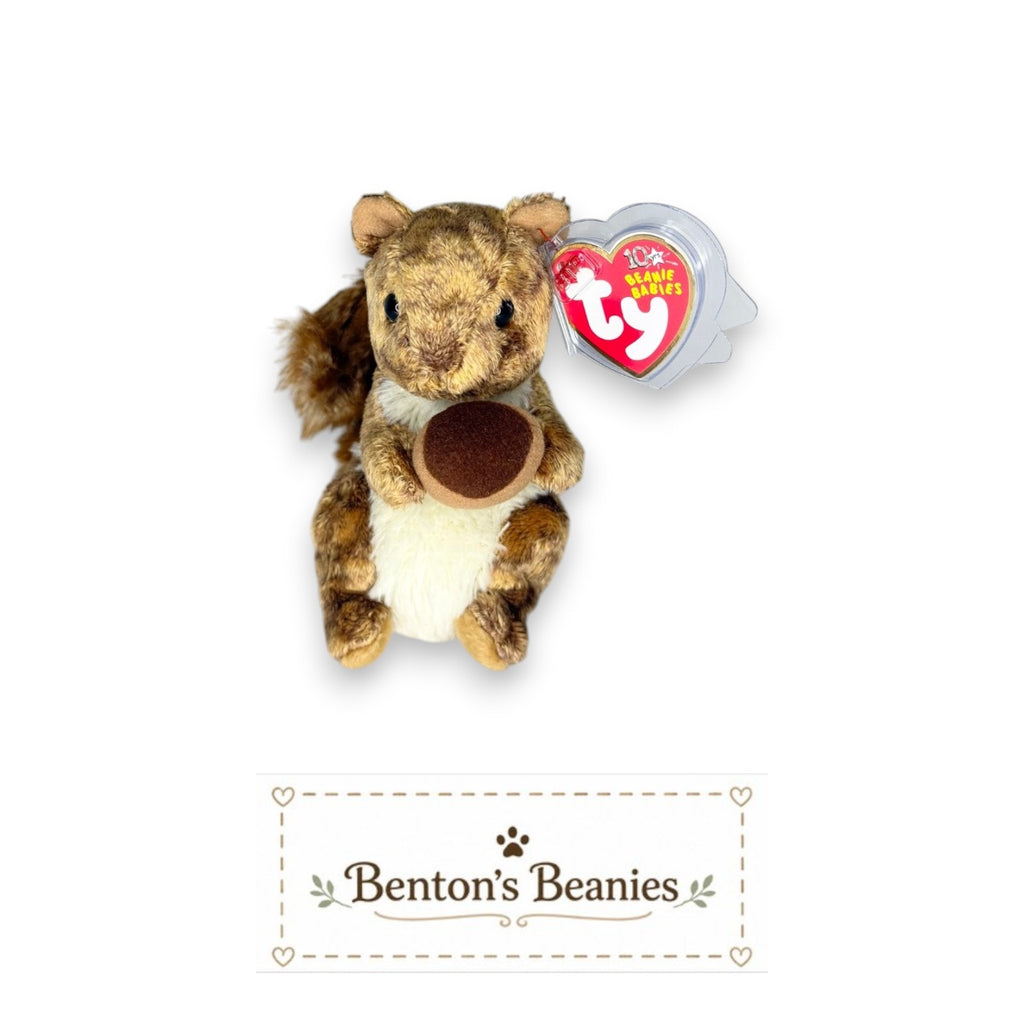 Nutty the Squirrel TY Beanie Baby | Mint Heart & Tush Tag