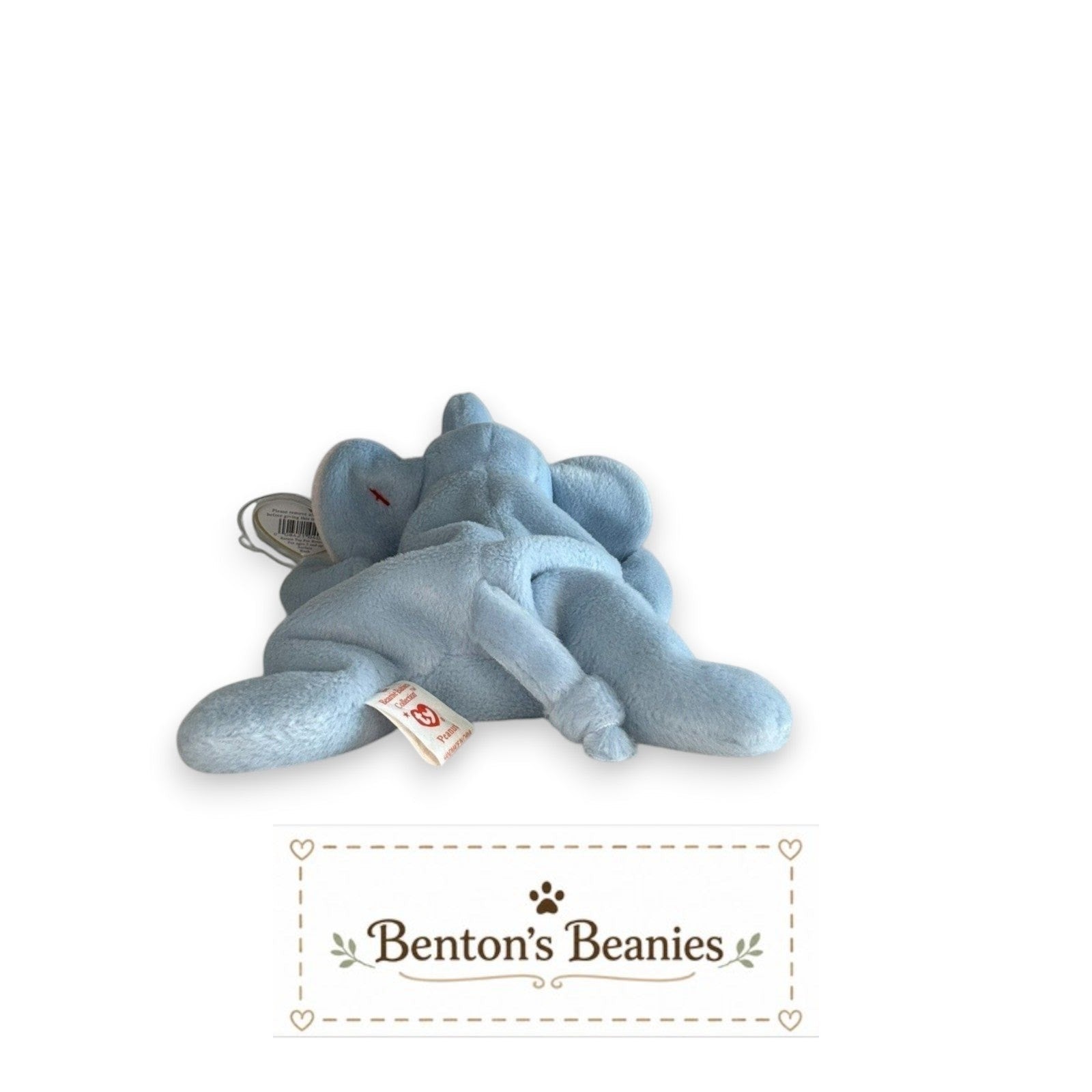 Peanut the Elephant Light Blue TY Beanie Baby | Mint Heart & Tush Tag
