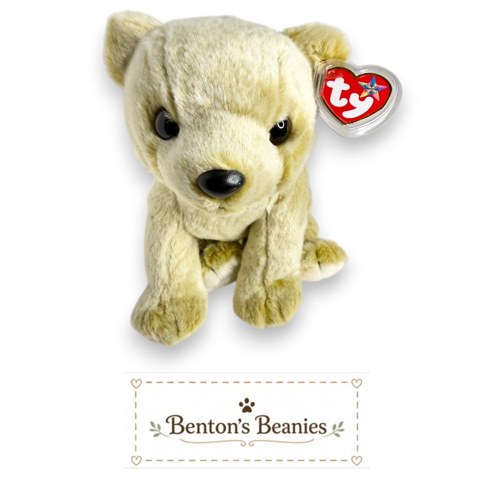 Almond the Bear TY Beanie Buddies | Mint Heart & Tush Tags