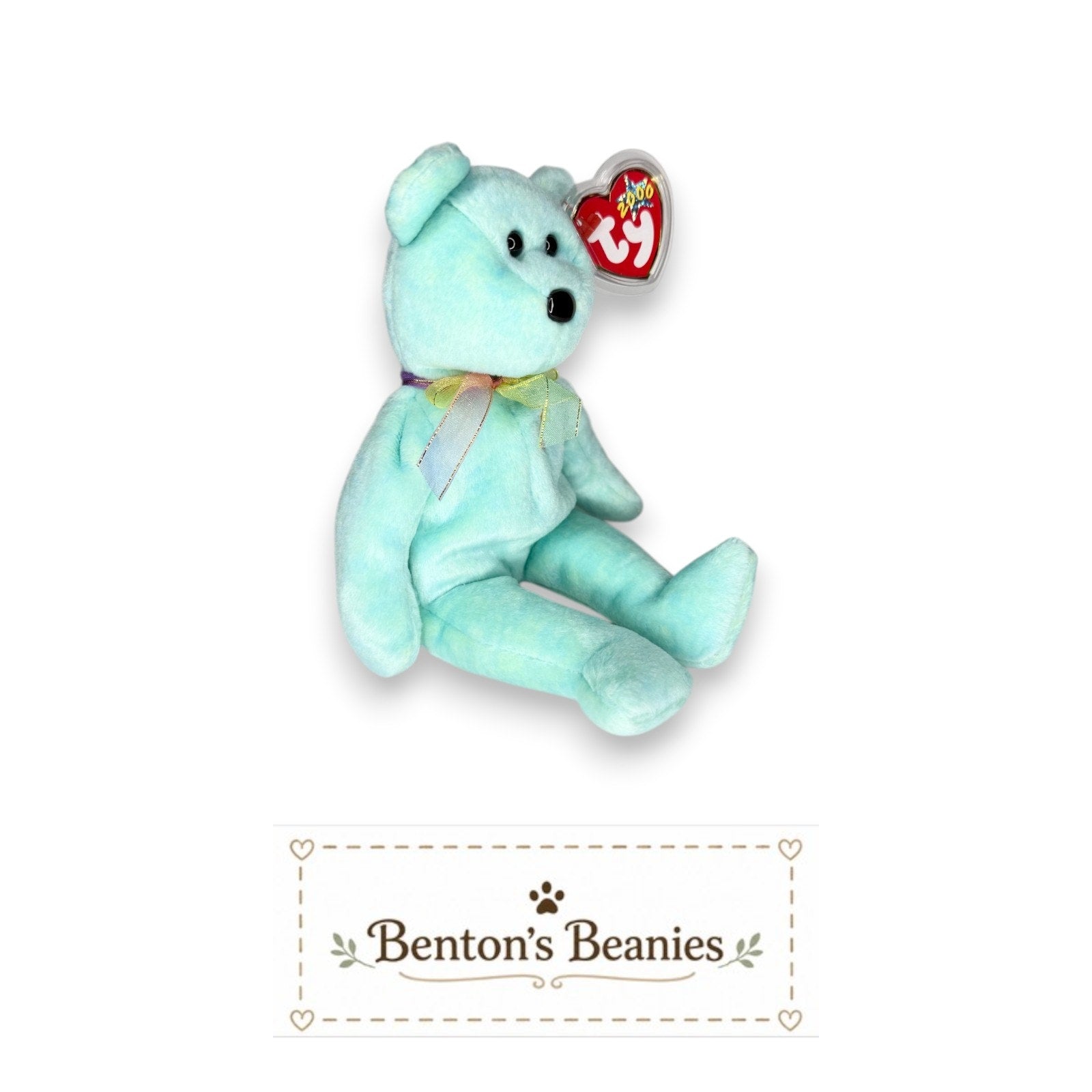 Ariel the Bear TY Beanie Baby | Mint Heart & Tush Tag
