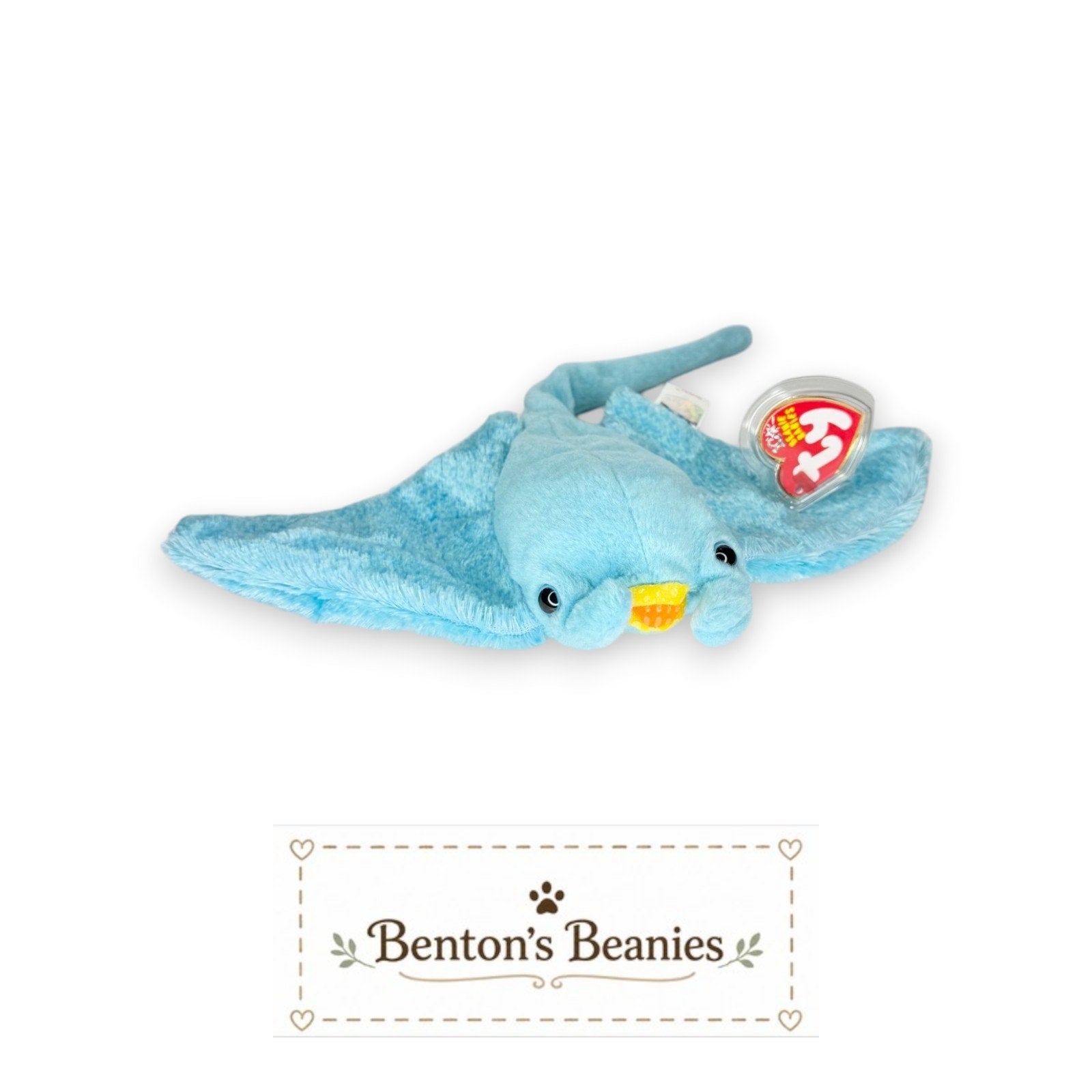 Sunray the Stingray TY Beanie Baby | Mint Heart & Tush Tag