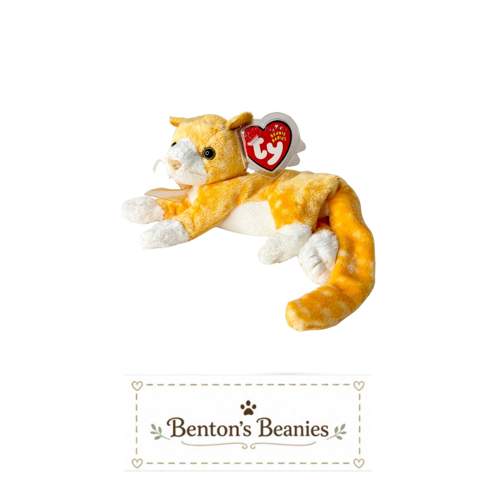 Tabs the Cat TY Beanie Baby | Mint Heart Tush Tag