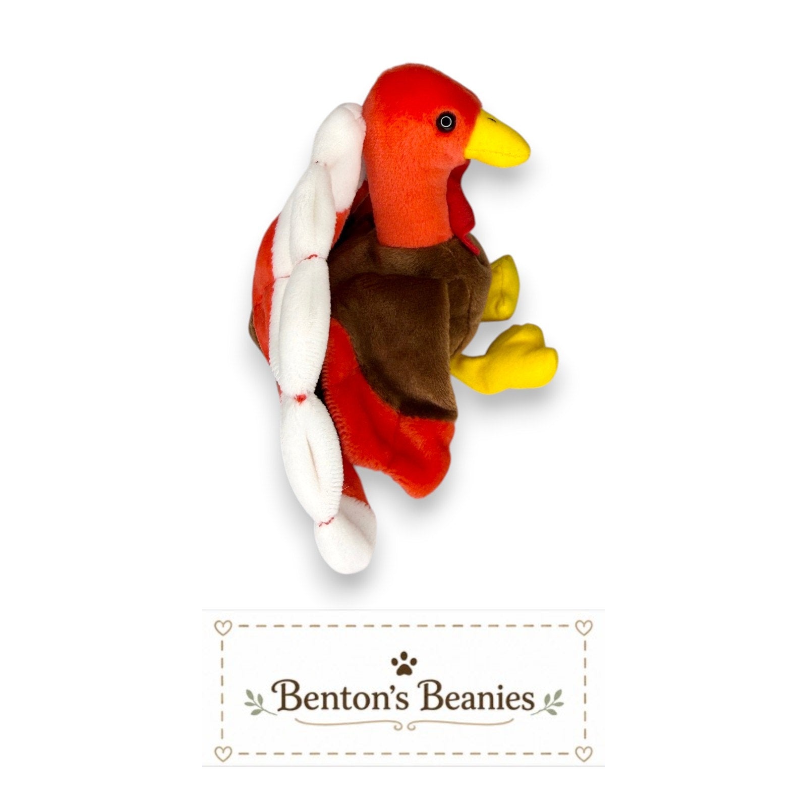 Gobbles the Turkey TY Beanie Baby | Mint Heart & Tush Tag