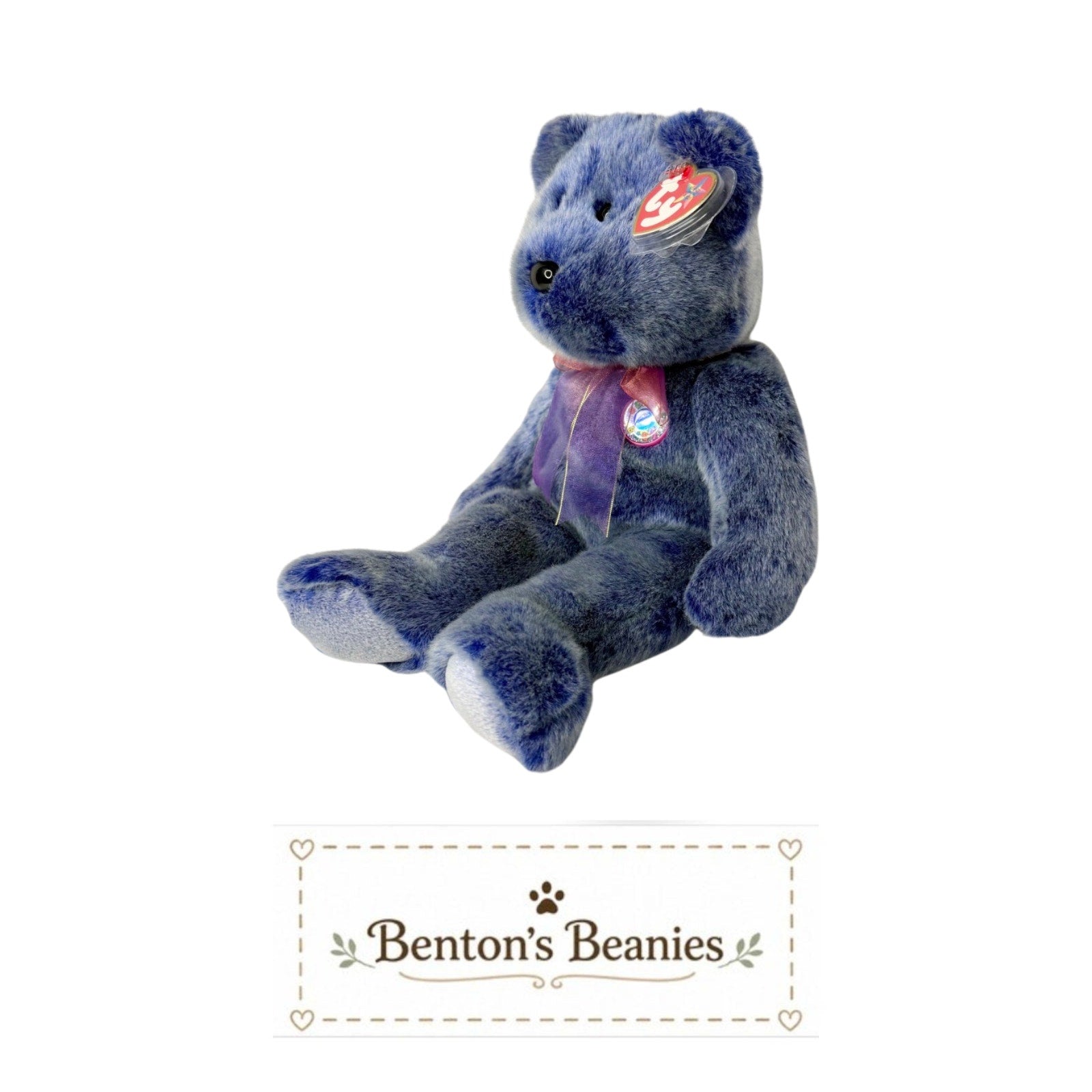 Periwinkle Bear TY Beanie Buddies | Mint Heart & Tush Tags