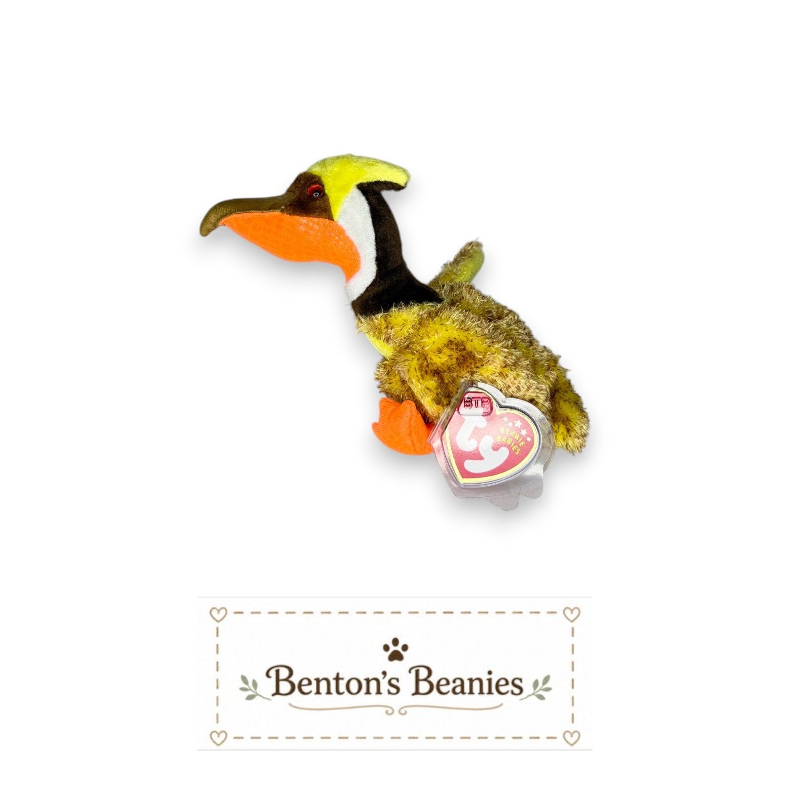Glider the Pterodactyl TY Beanie Baby | Mint Heart/Tush Tag