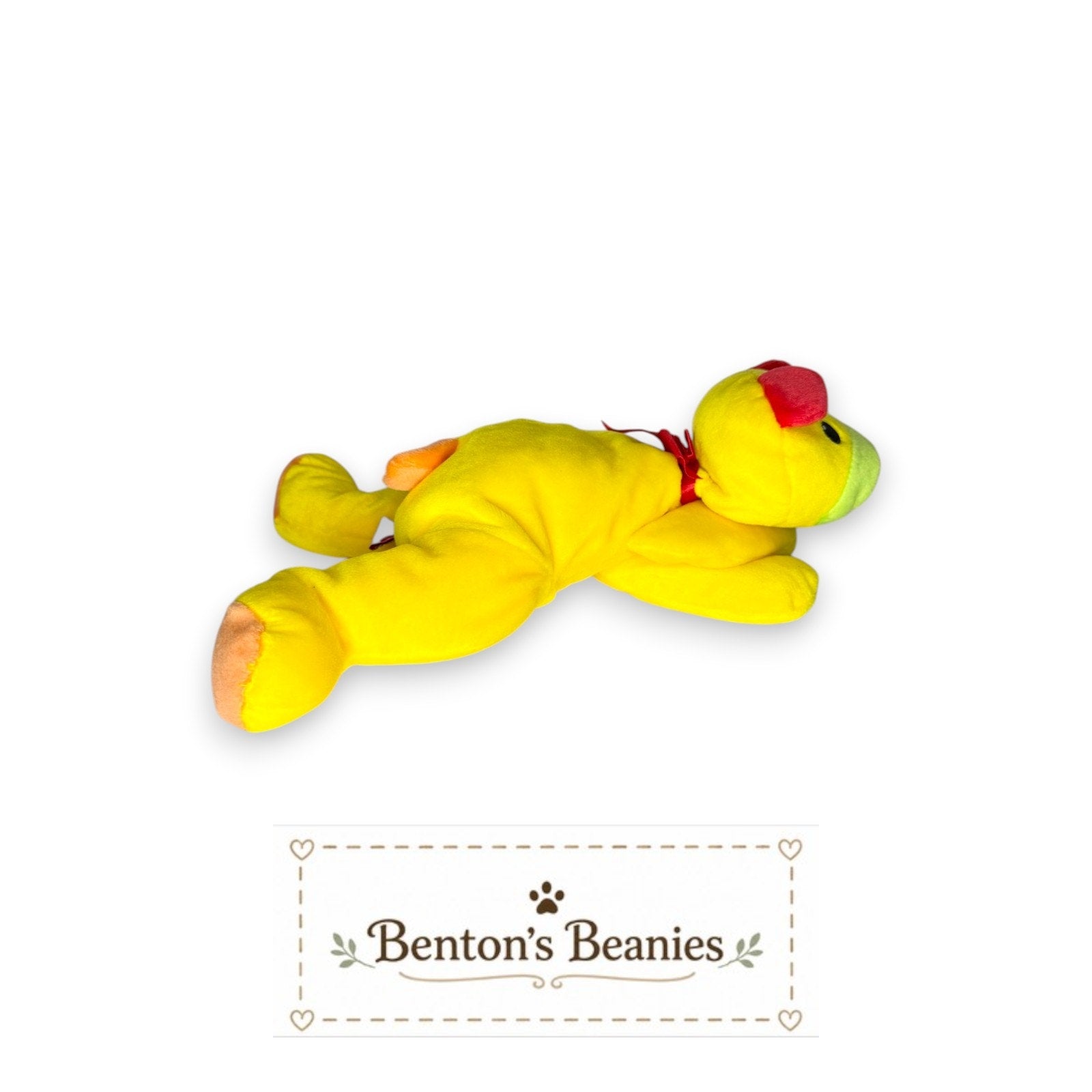 Huggy the Yellow Bear TY Pillow Pal | Mint Heart & Tush Tag