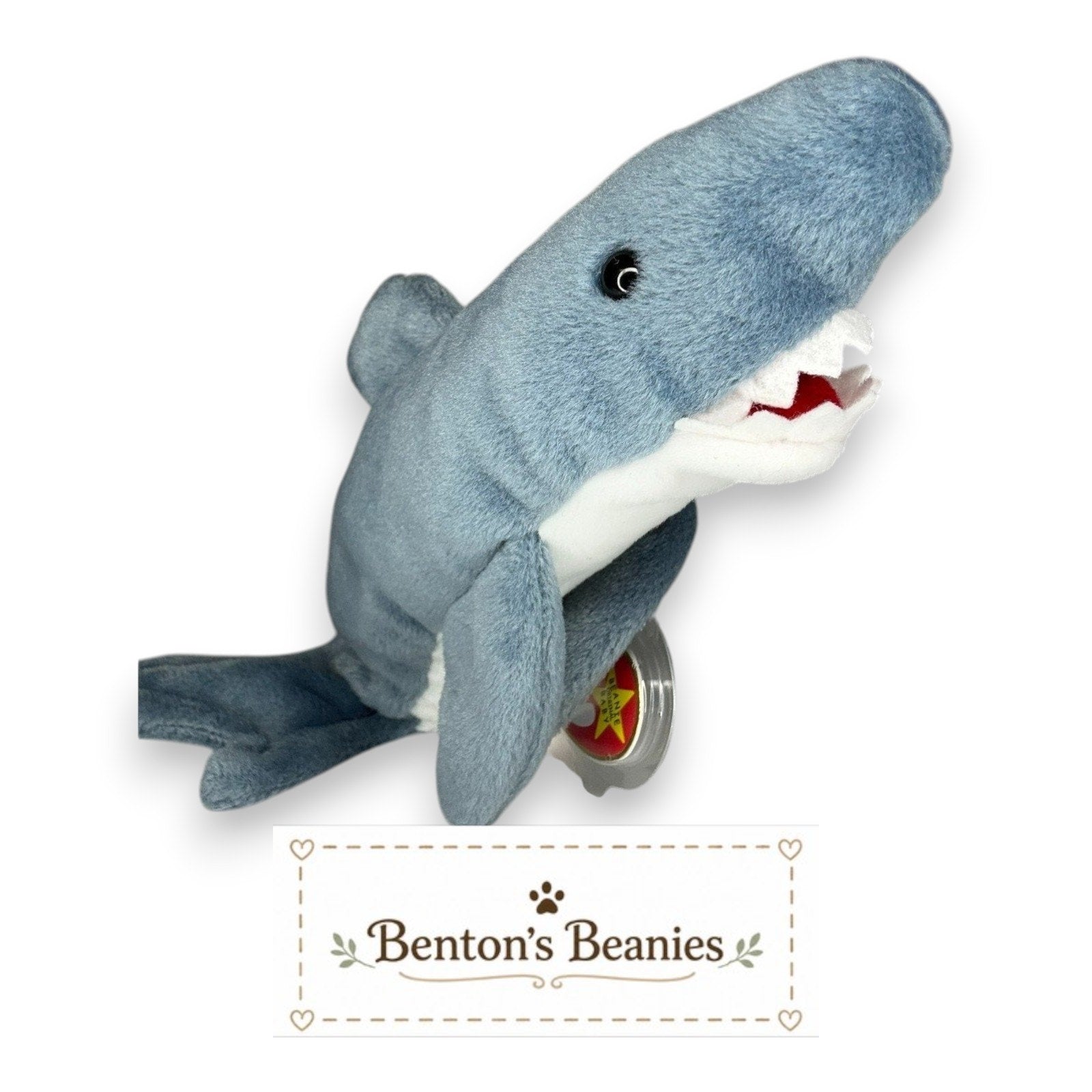 Crunch the Shark TY Beanie Baby | Mint Heart & Tush Tag