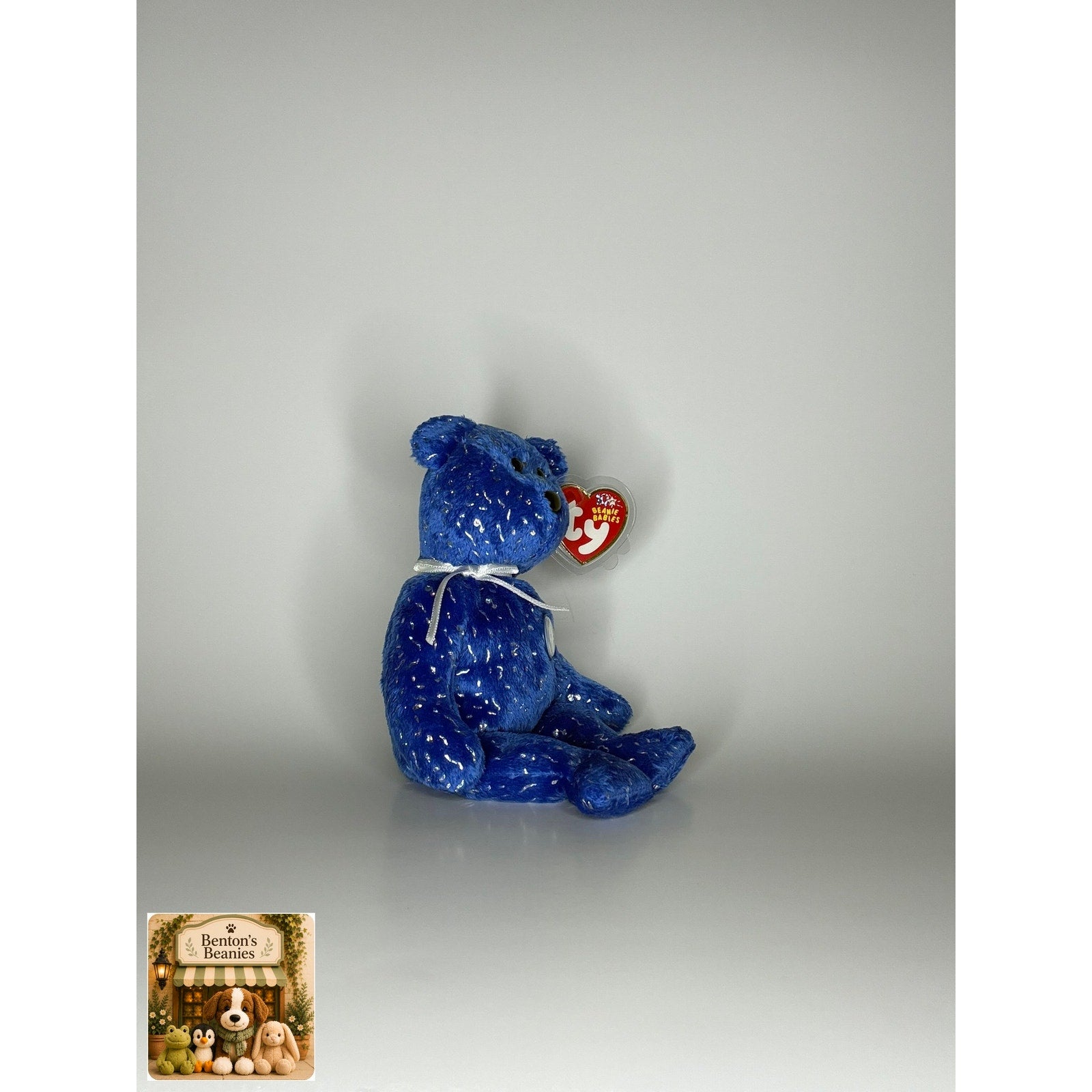 Decade the Bear Blue TY Beanie Baby | Mint Heart/Tush Tag