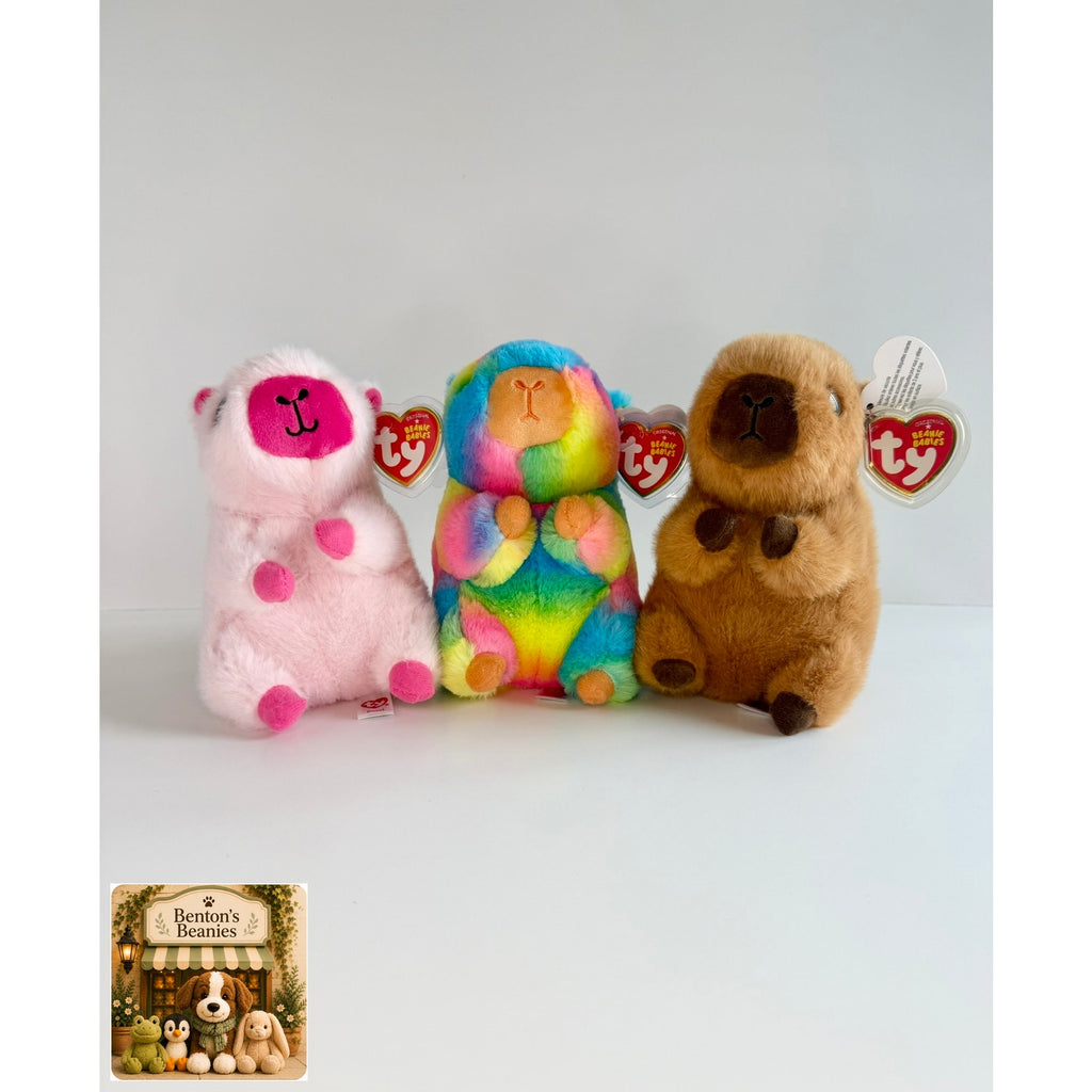 Petal, Savanna, & Mocha the Capybaras | TY Beanie Babies NEW