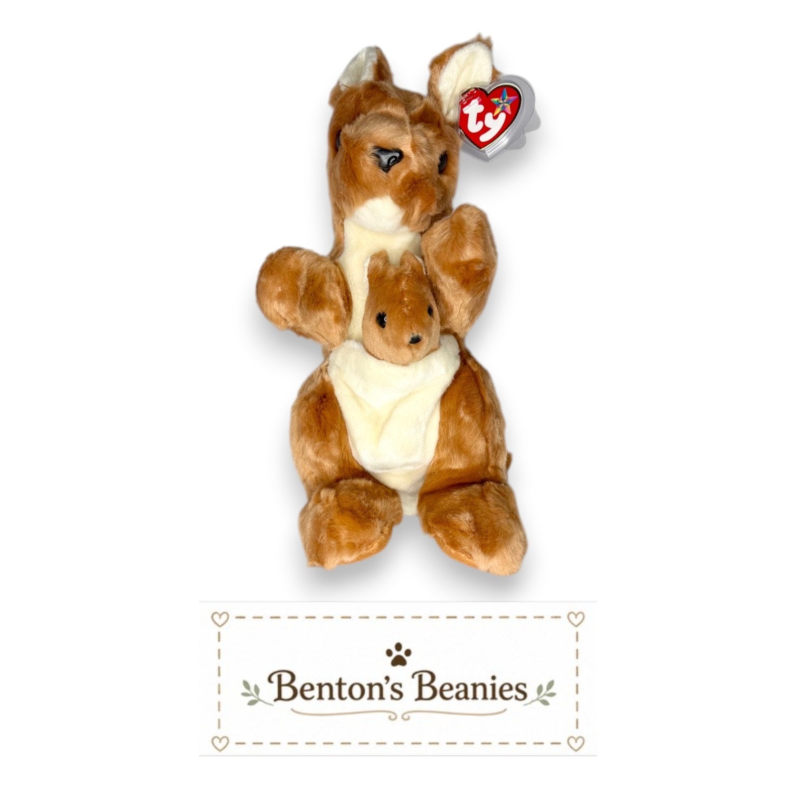 Pouch the Kangaroo TY Beanie Buddies | Mint Heart/Tush Tags