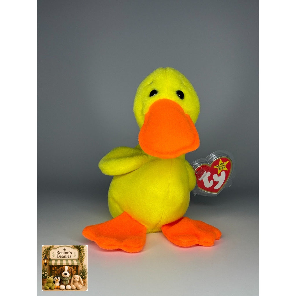 Quackers the Duck TY Beanie Baby | Mint Condition Heart & Tush Tag