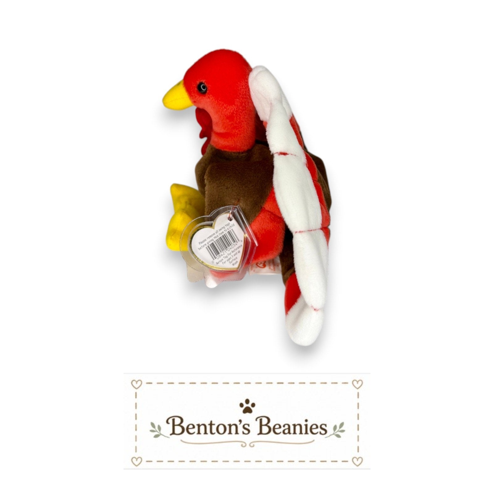 Gobbles the Turkey TY Beanie Baby | Mint Heart & Tush Tag