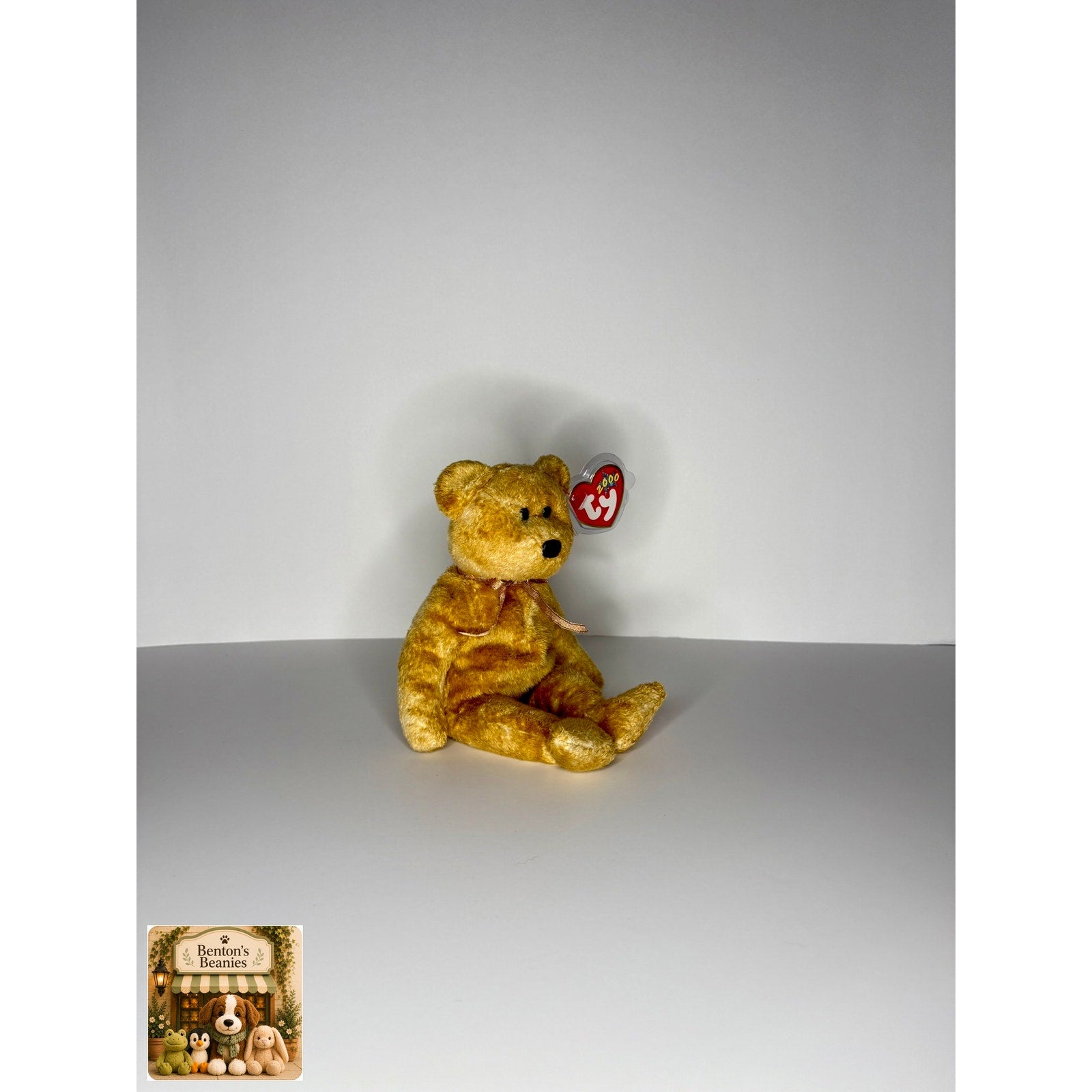 Cashew the Bear TY Beanie Baby | Mint Heart & Tush Tag