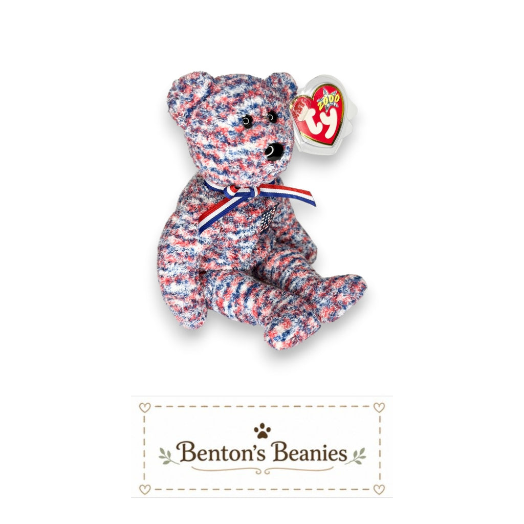 USA the Bear TY Beanie Baby | Mint Heart & Tush Tag