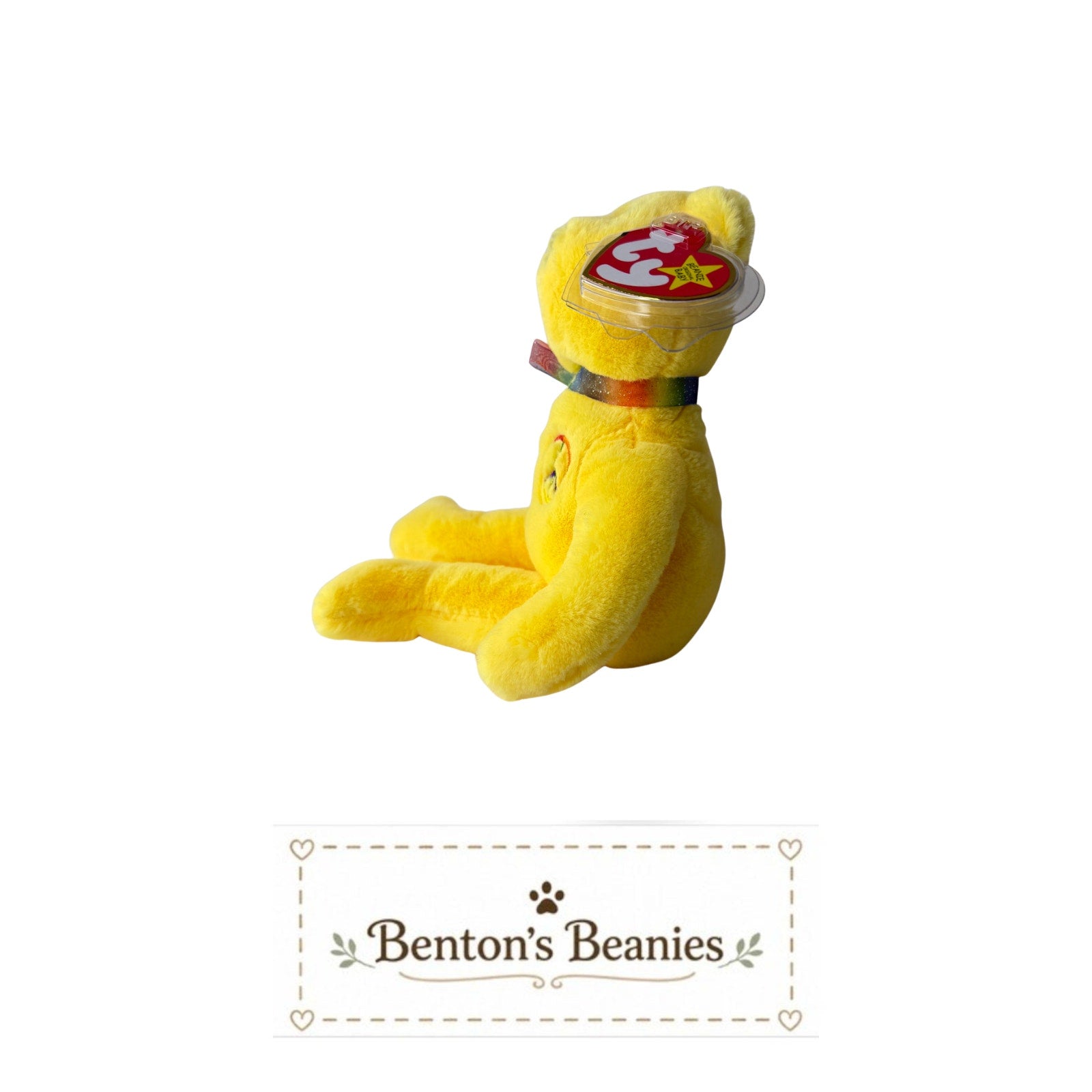 Peace II Bear TY Beanie Baby | Mint Heart Tush Tag