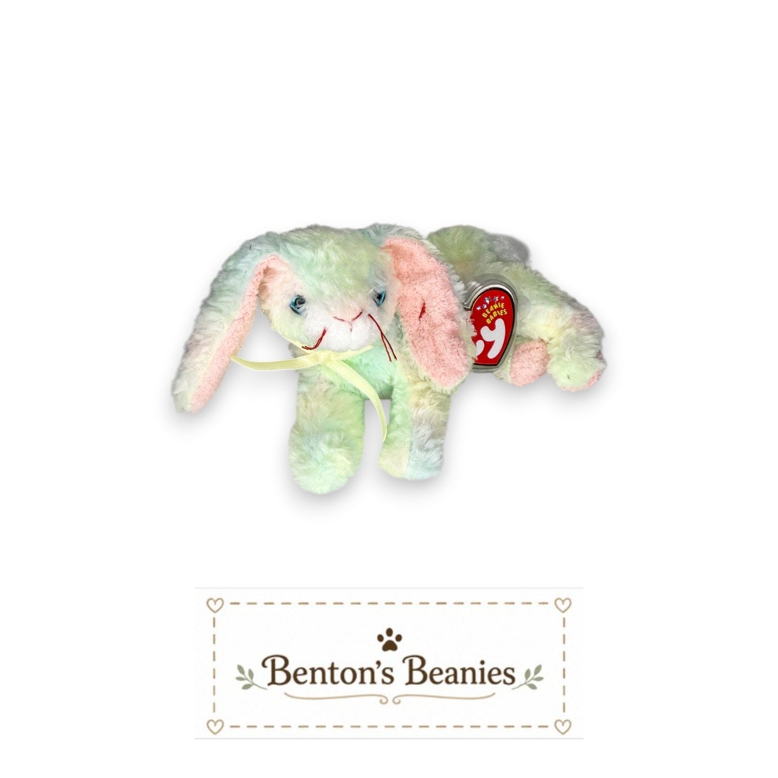 Cottonball the Rabbit TY Beanie Baby | Mint Heart & Tush Tag