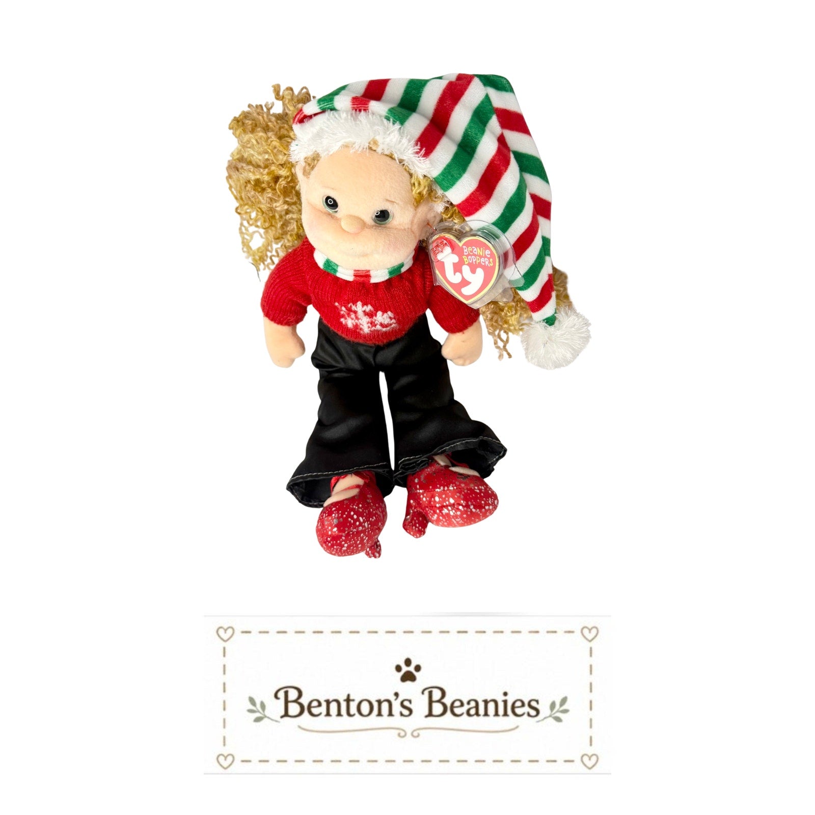 Festive Franny TY Beanie Boppers | Mint Heart & Tush Tag