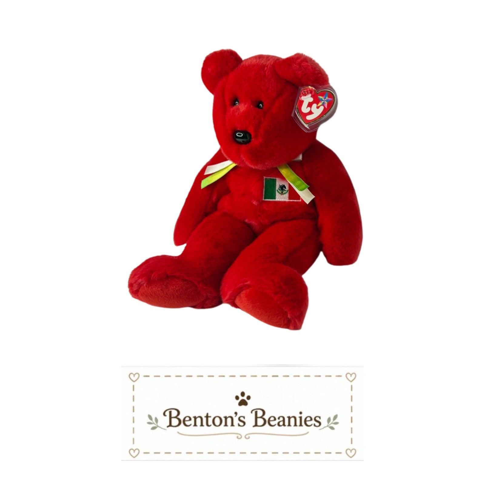 Osito the Bear TY Beanie Buddies | Mint Heart & Tush Tags