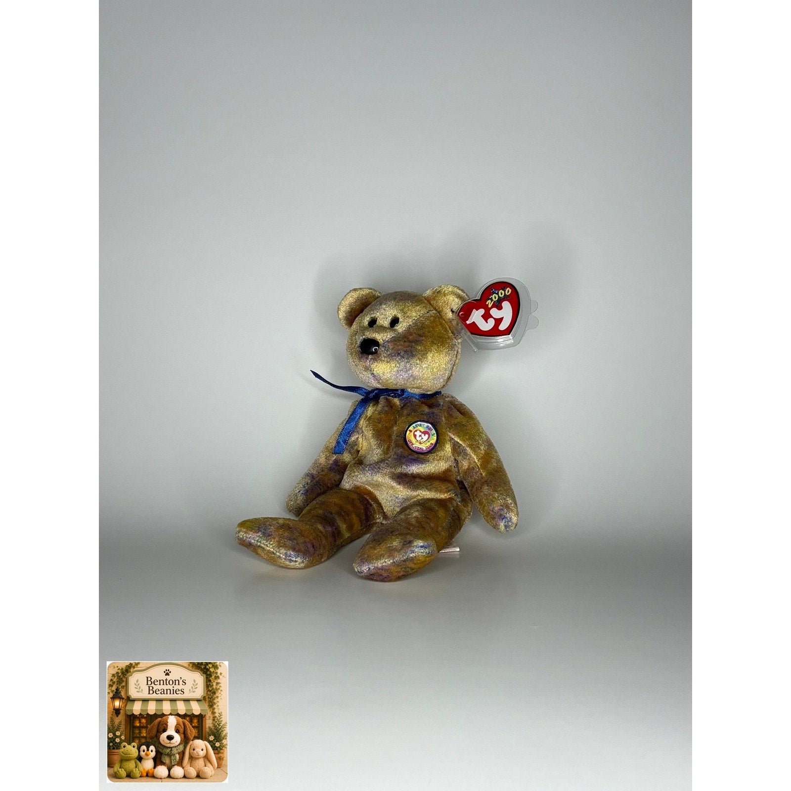 Clubby III the Bear TY Beanie Baby | Mint Heart/Tush Tag
