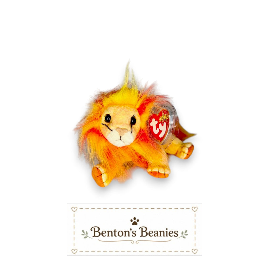 Bushy the Lion TY Beanie Baby | Mint Heart & Tush Tag