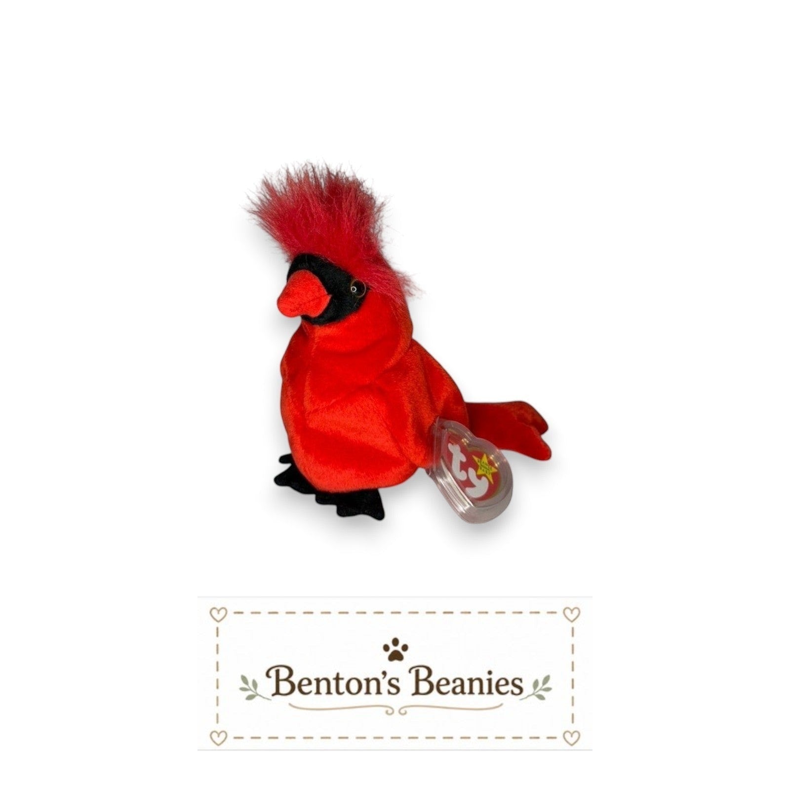 Mac the Cardinal TY Beanie Baby | Mint Heart & Tush Tag