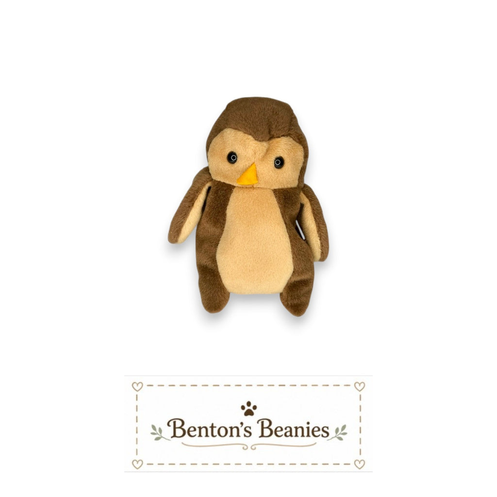 Hoot the Owl TY Beanie Baby | Mint Heart & Tush Tag
