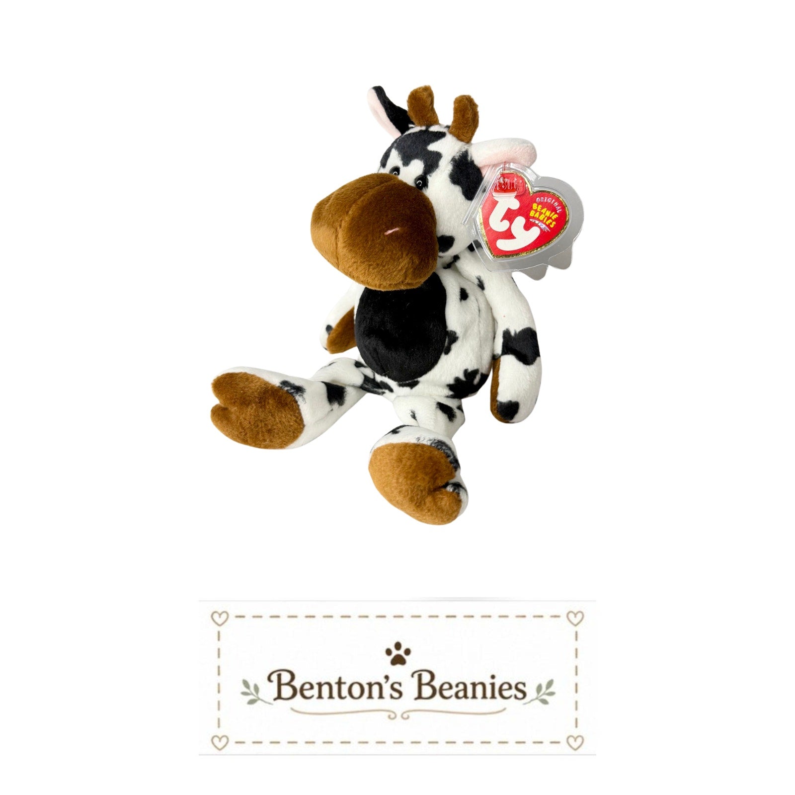 Tipsy the Cow TY Beanie Baby | Mint Heart & Tush Tag