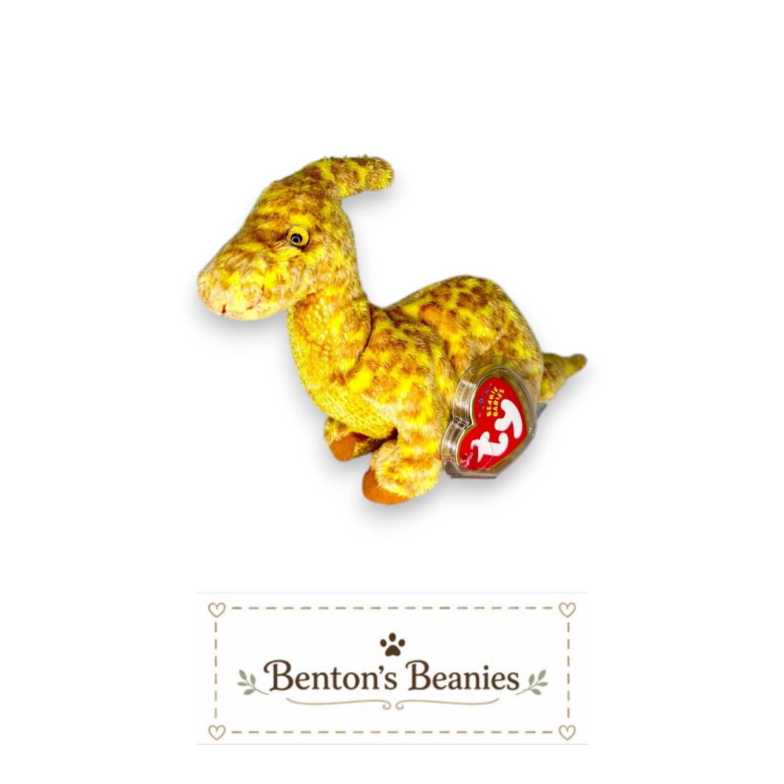 Tooter the Dinosaur TY Beanie Baby | Mint Heart & Tush Tag