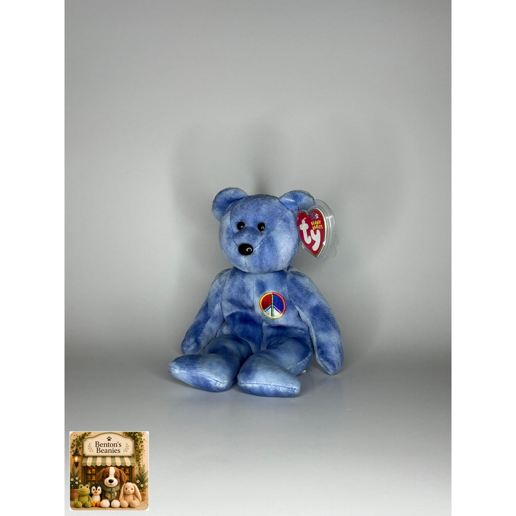 Peace Symbol the Bear TY Beanie Baby | Mint Heart/Tush Tag