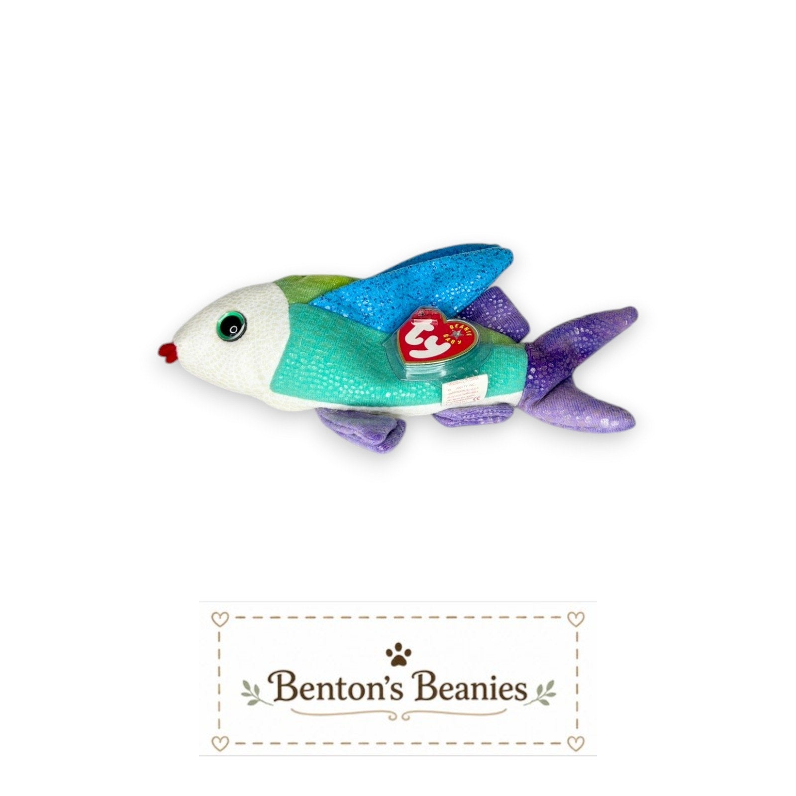 Propeller the Fish TY Beanie Baby | Mint Heart & Tush Tag