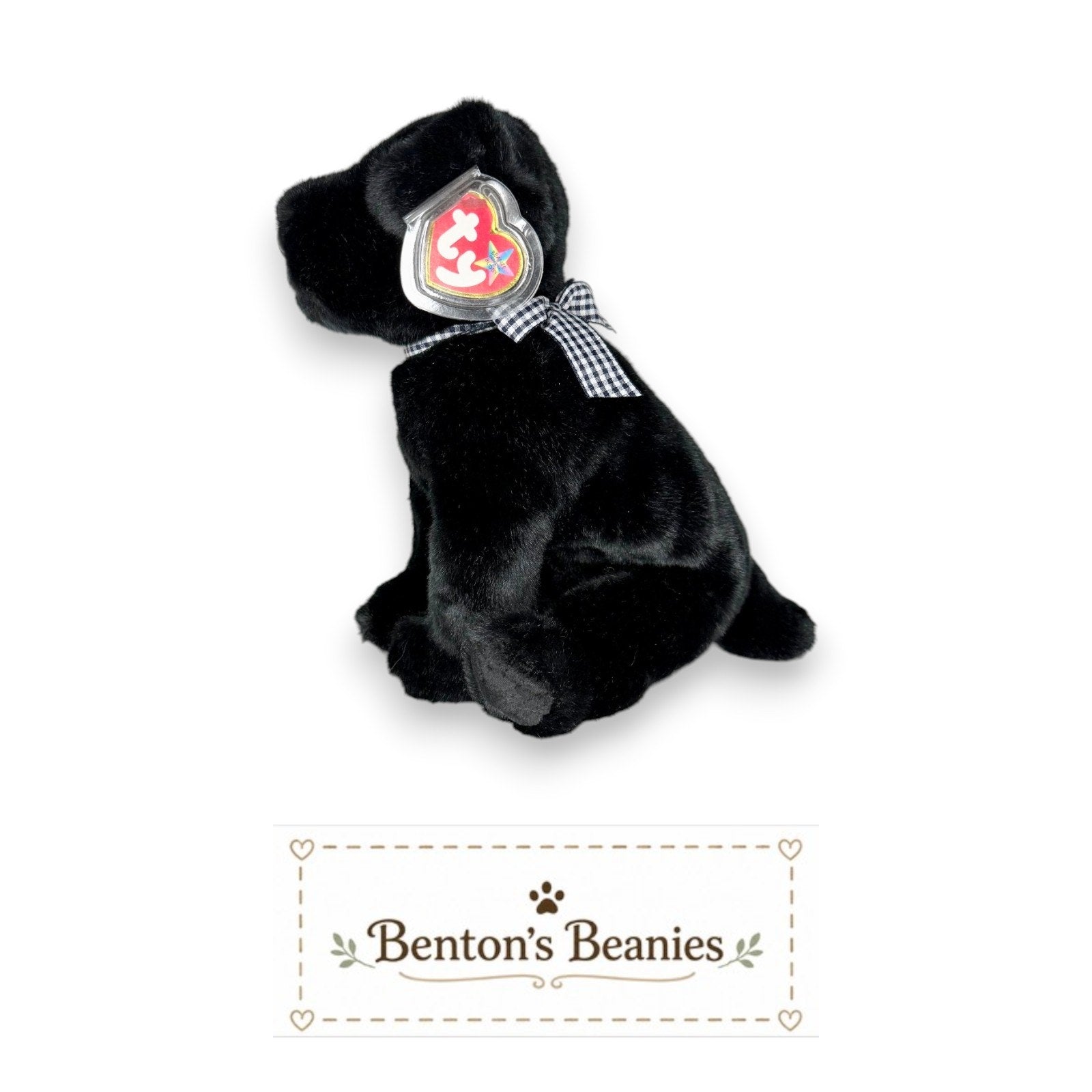 Luke the Black Lab TY Beanie Buddies | Mint Heart/Tush Tags
