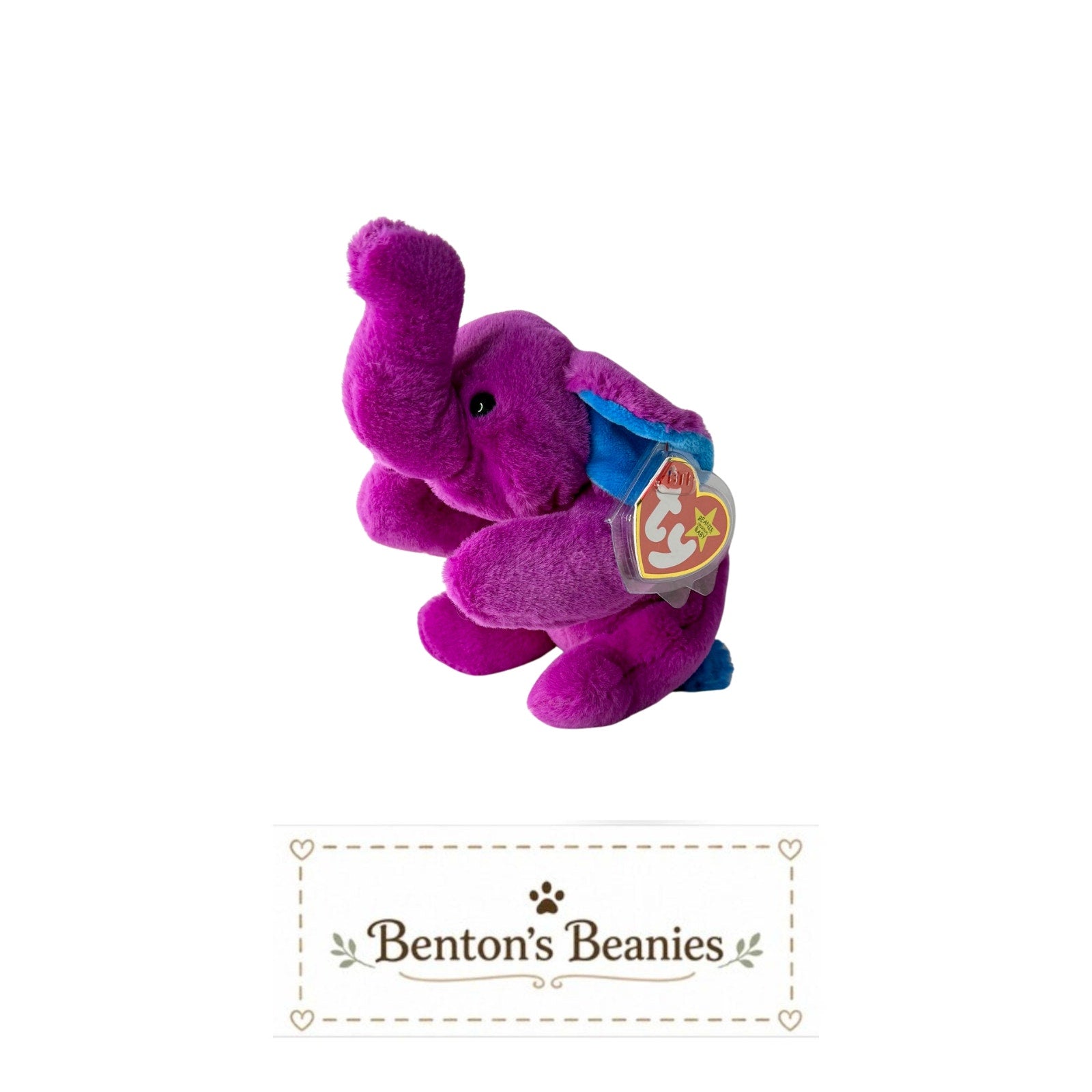 Peanut II the Elephant TY Beanie Baby | Mint Heart Tush Tag