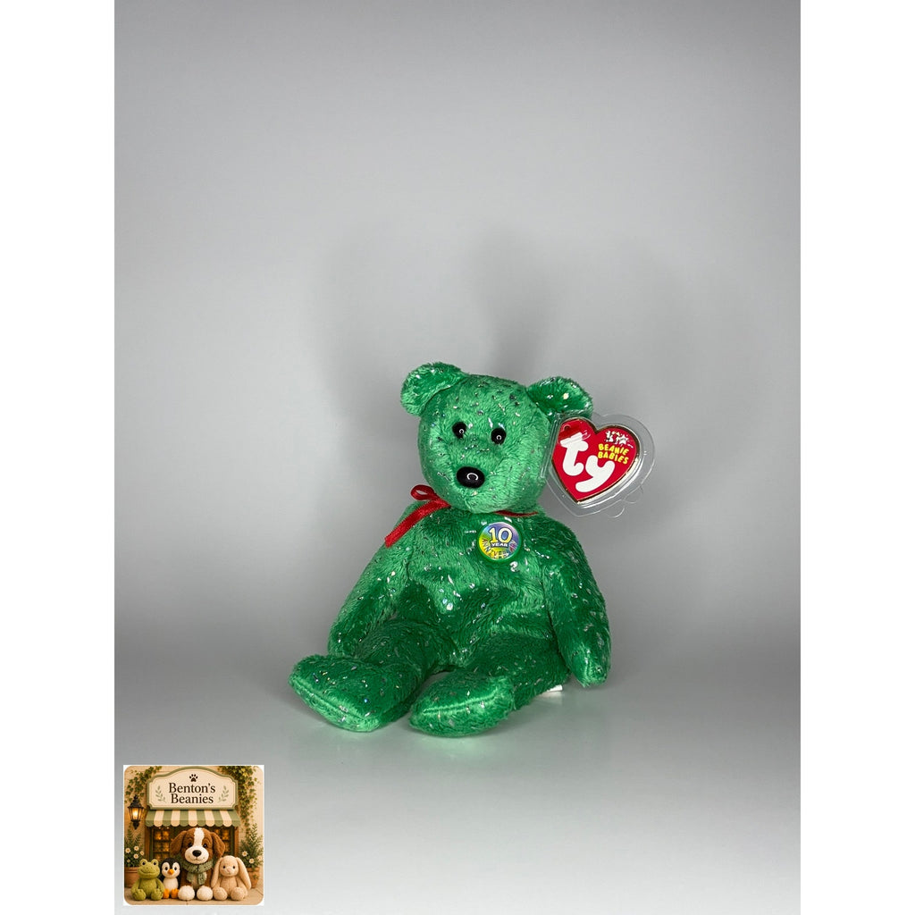 Decade the Bear Green TY Beanie Baby | Mint Heart/Tush Tag