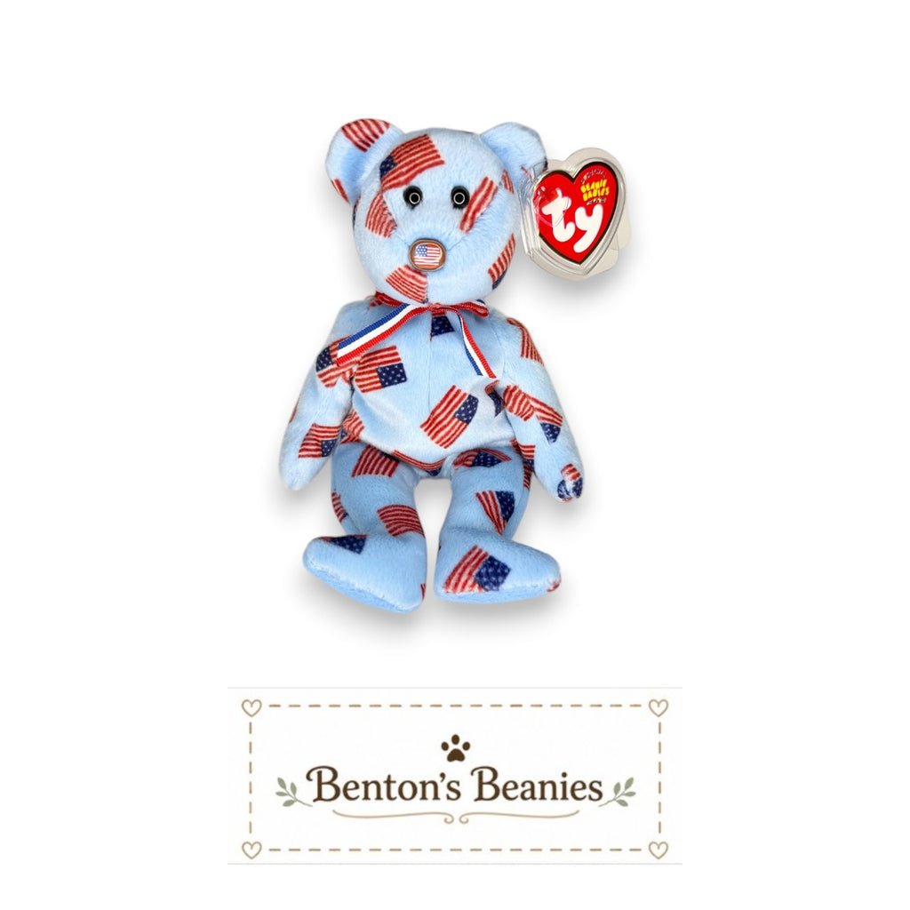 Union the USA Bear TY Beanie Baby | Mint Heart & Tush Tag