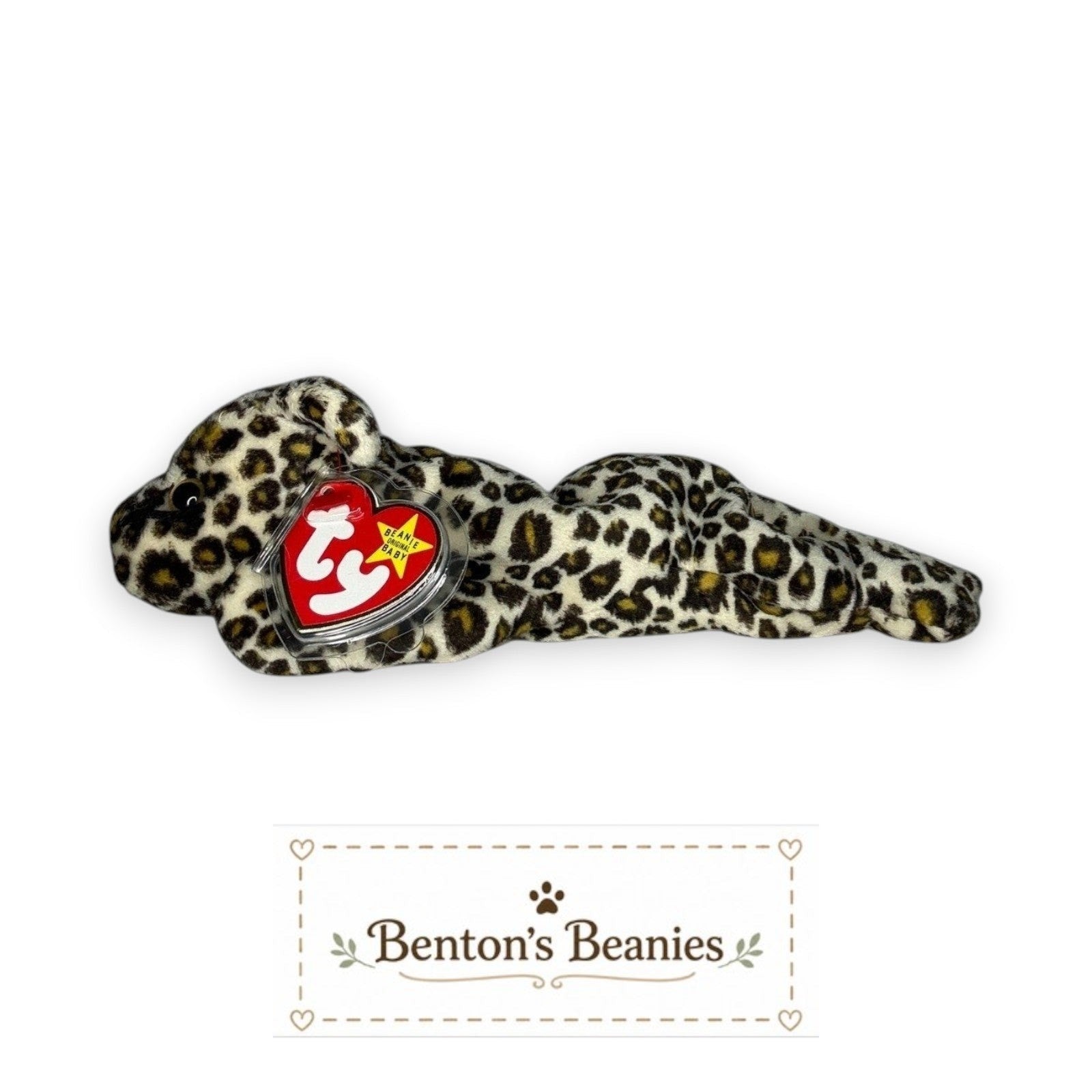 Freckles the Spotted Leopard TY Beanie Baby | Mint Heart & Tush Tag