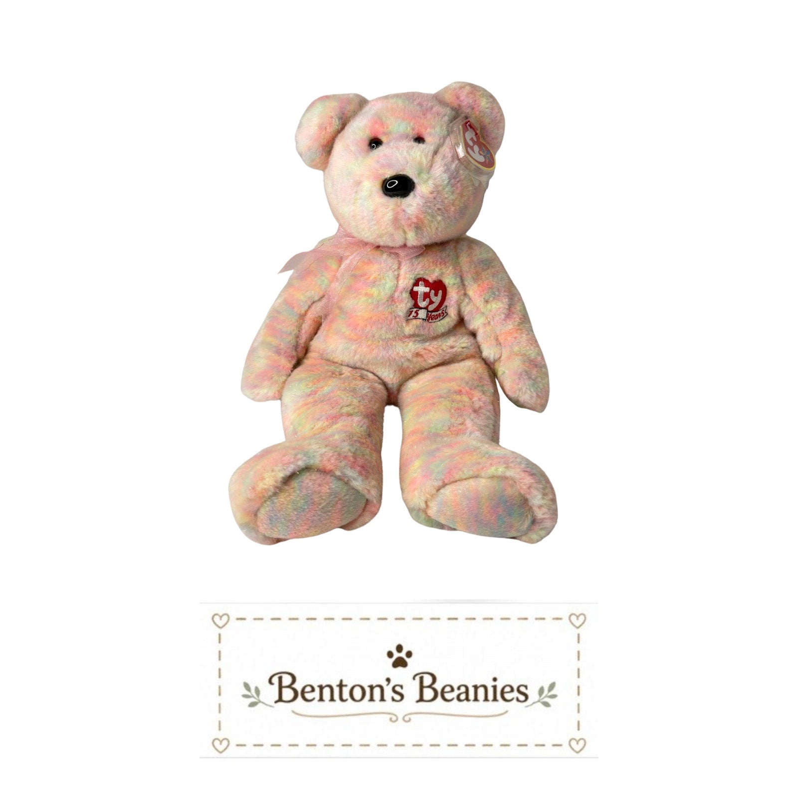 Celebrate Bear TY Beanie Buddies | Mint Heart & Tush Tags