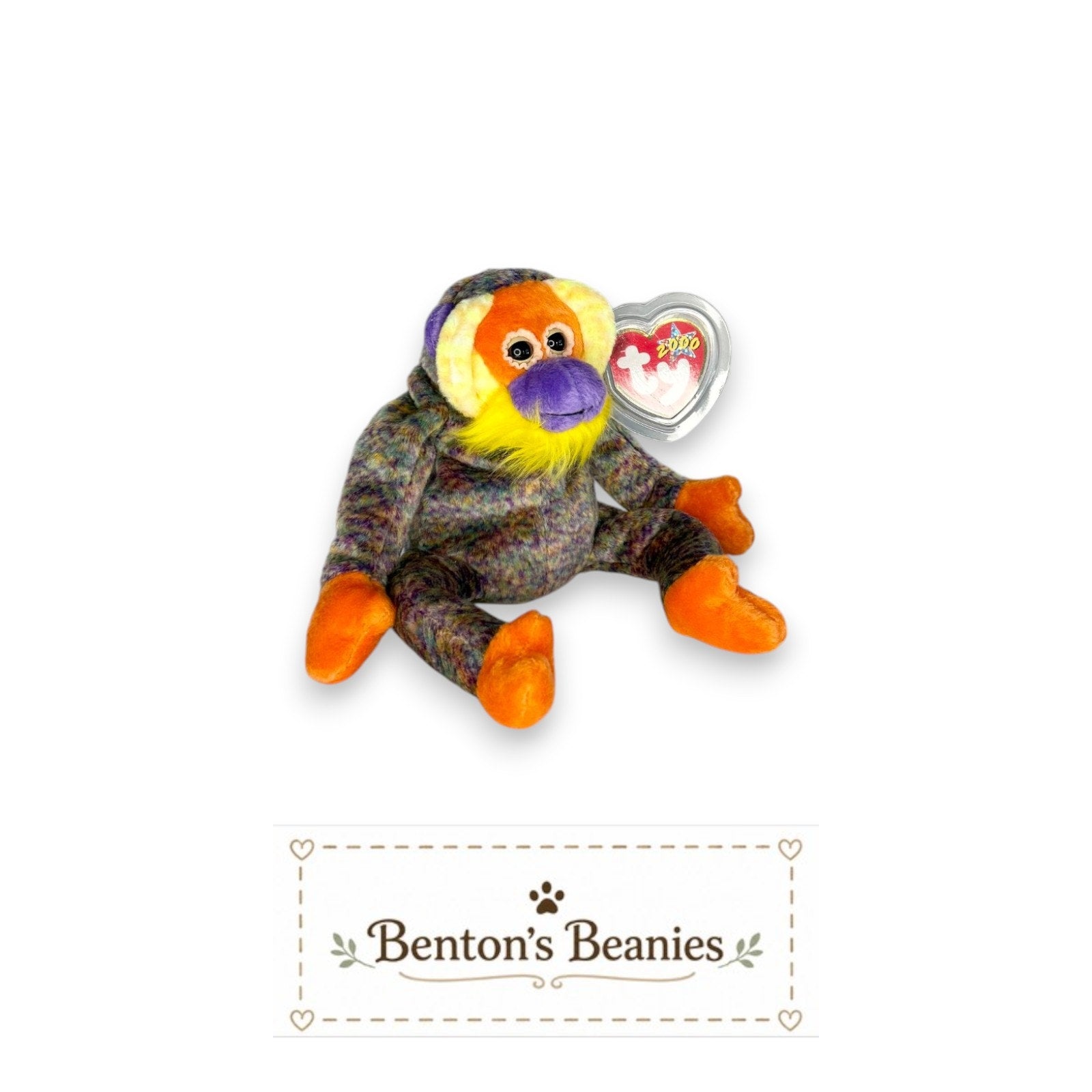 Bananas the Orangutan TY Beanie Baby | Mint Heart & Tush Tag
