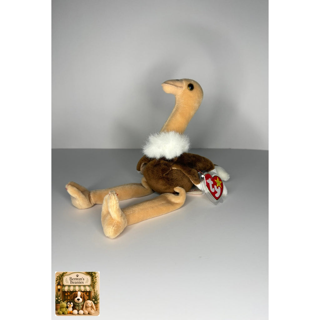 Stretch the Ostrich TY Beanie Baby | Mint Heart & Tush Tag