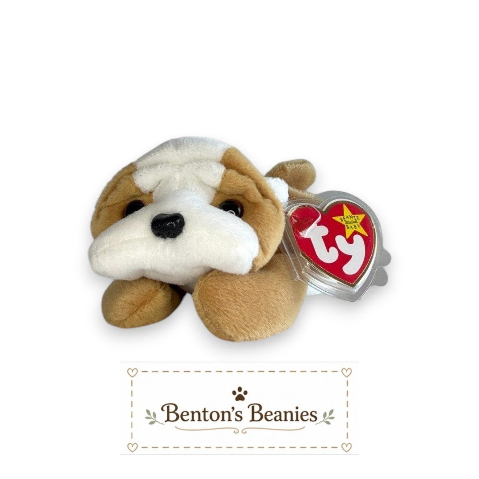 Wrinkles the Dog TY Beanie Baby | Mint Heart & Tush Tag