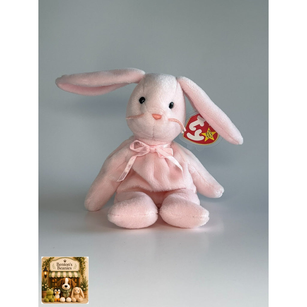 Hoppity the Pink Rabbit TY Beanie Baby | Mint Heart & Tush Tag